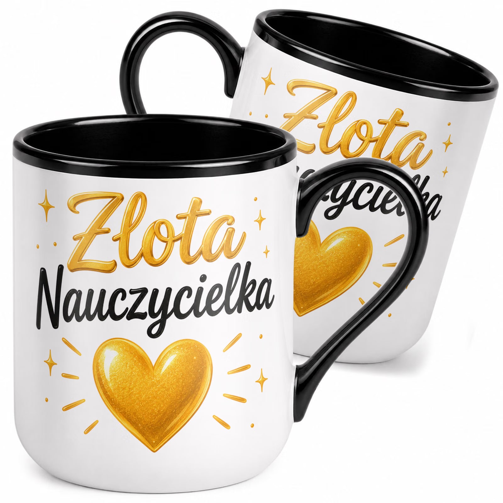 Kubek z nadrukiem Premium Czarny Dzień Nauczyciela Dla Nauczycielki Prezent
