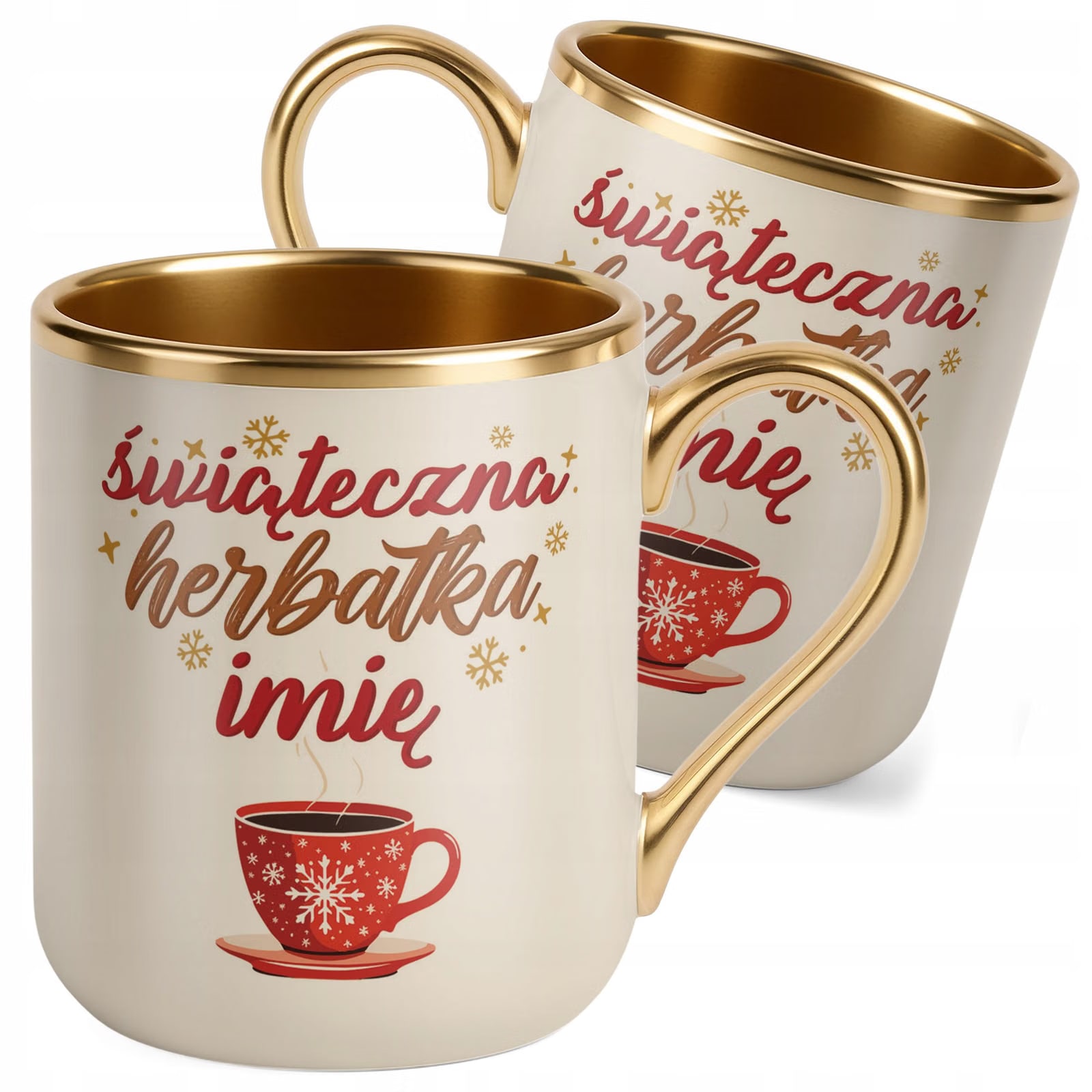 Kubek Personalizowany Premium Złoty Ecru Boże Narodzenie Święta Prezent