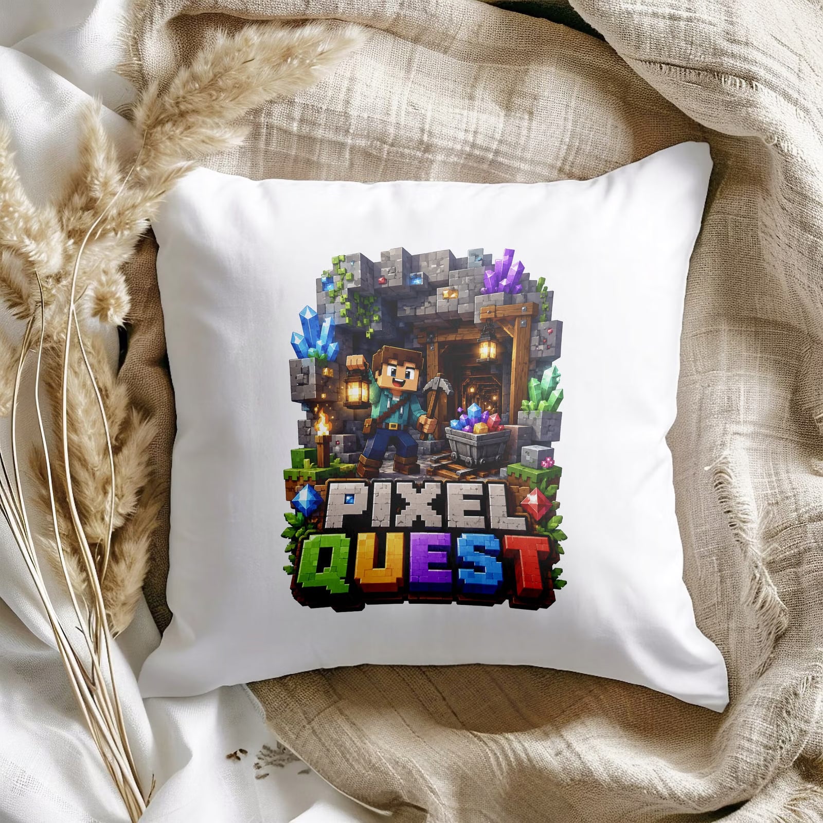 Poduszka Jasiek z nadrukiem 38x38cm PIXEL Gra Dla Dzieci Prezent