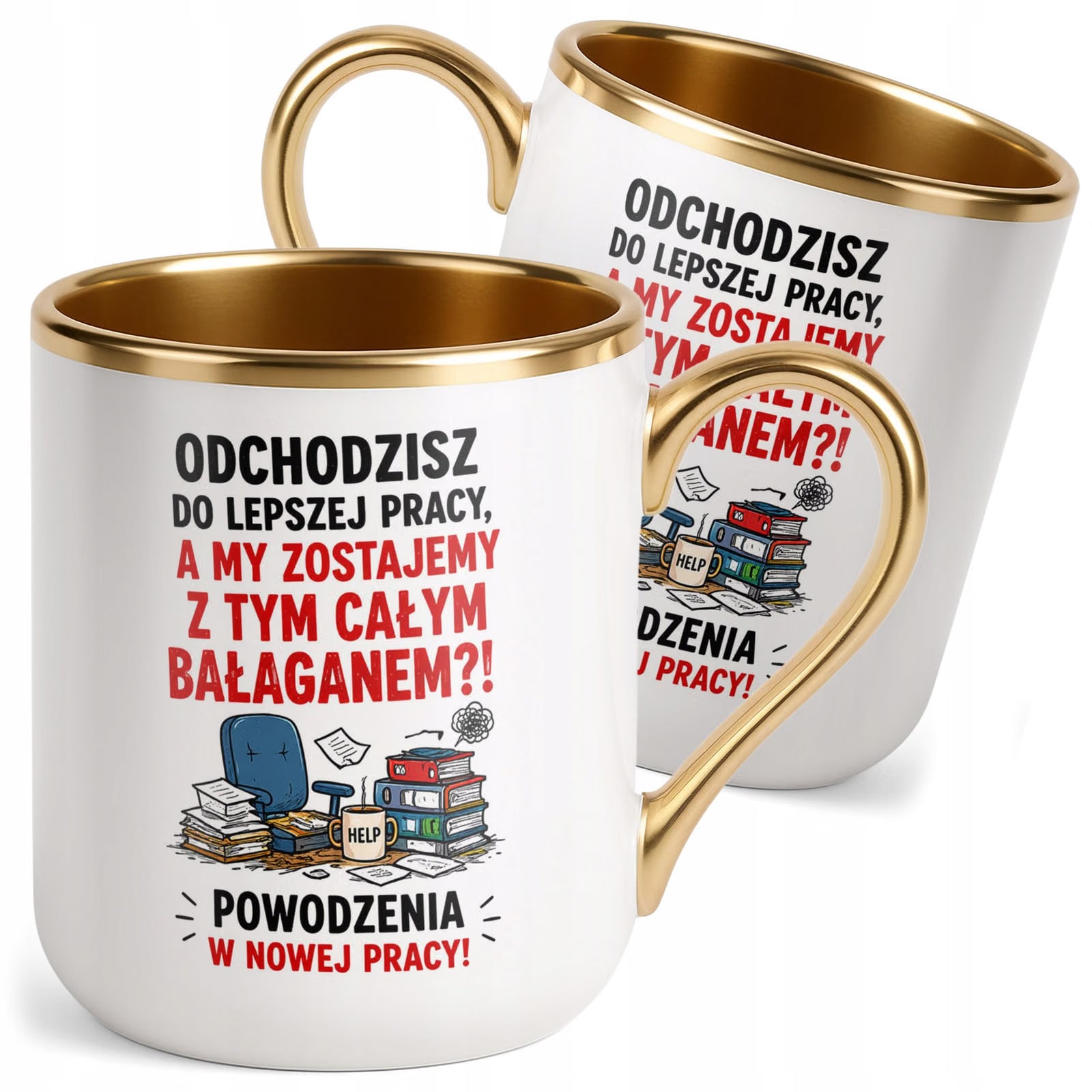 Kubek z nadrukiem Premium Złoty Pożegnanie Odejście z Pracy