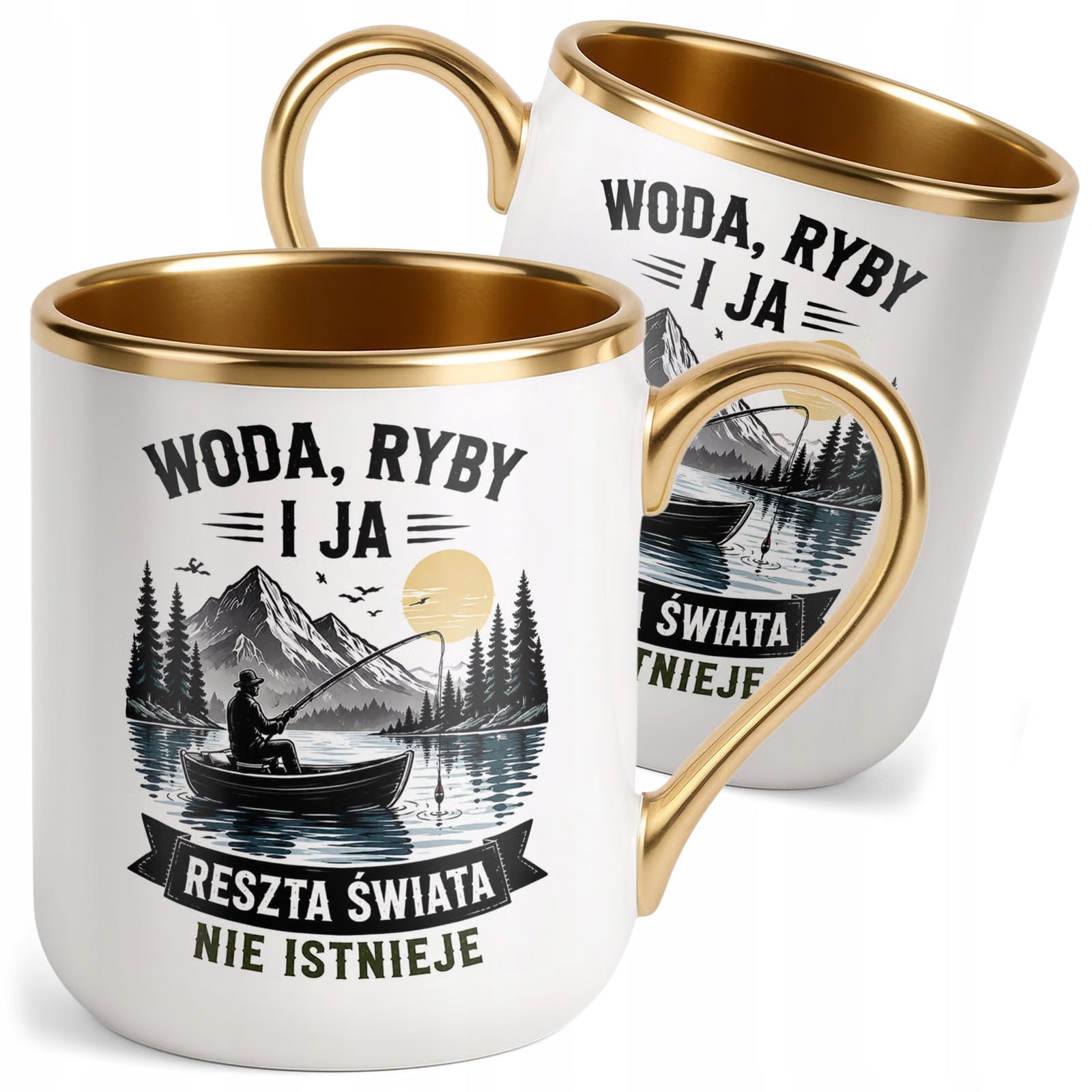 Kubek z nadrukiem Premium Złoty Dla Wędkarza Rybaka Prezent
