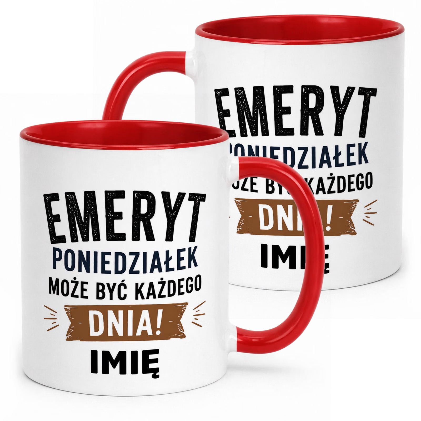 Kubek Czerwony Personalizowany z Nadrukiem Emerytura Dla Emeryta Prezent