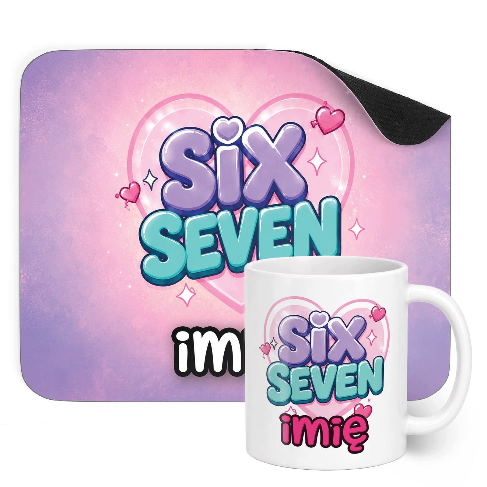 Zestaw personalizowany Kubek Podkładka pod mysz 67 Six Seven