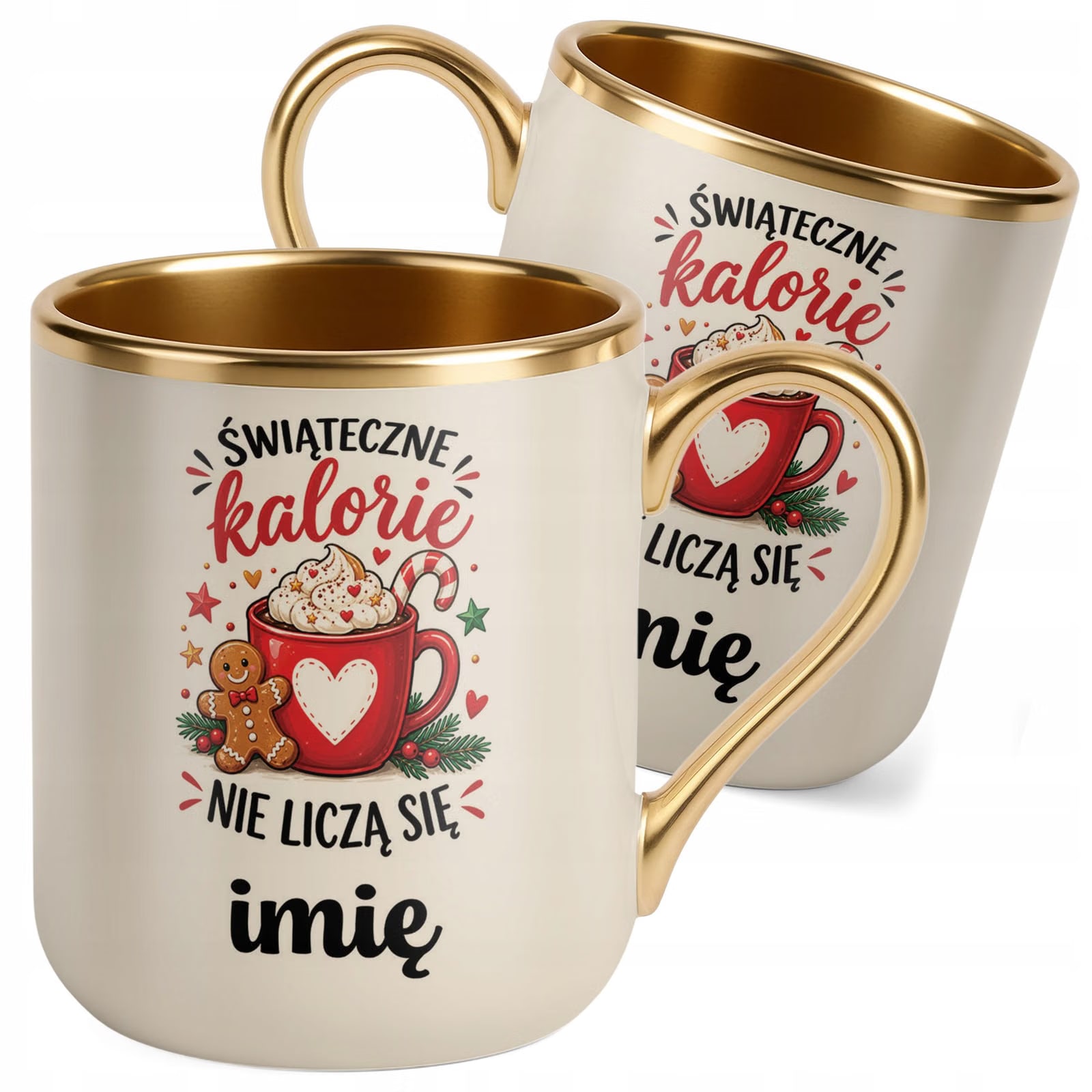 Kubek Personalizowany Premium Złoty Ecru Boże Narodzenie Święta Prezent