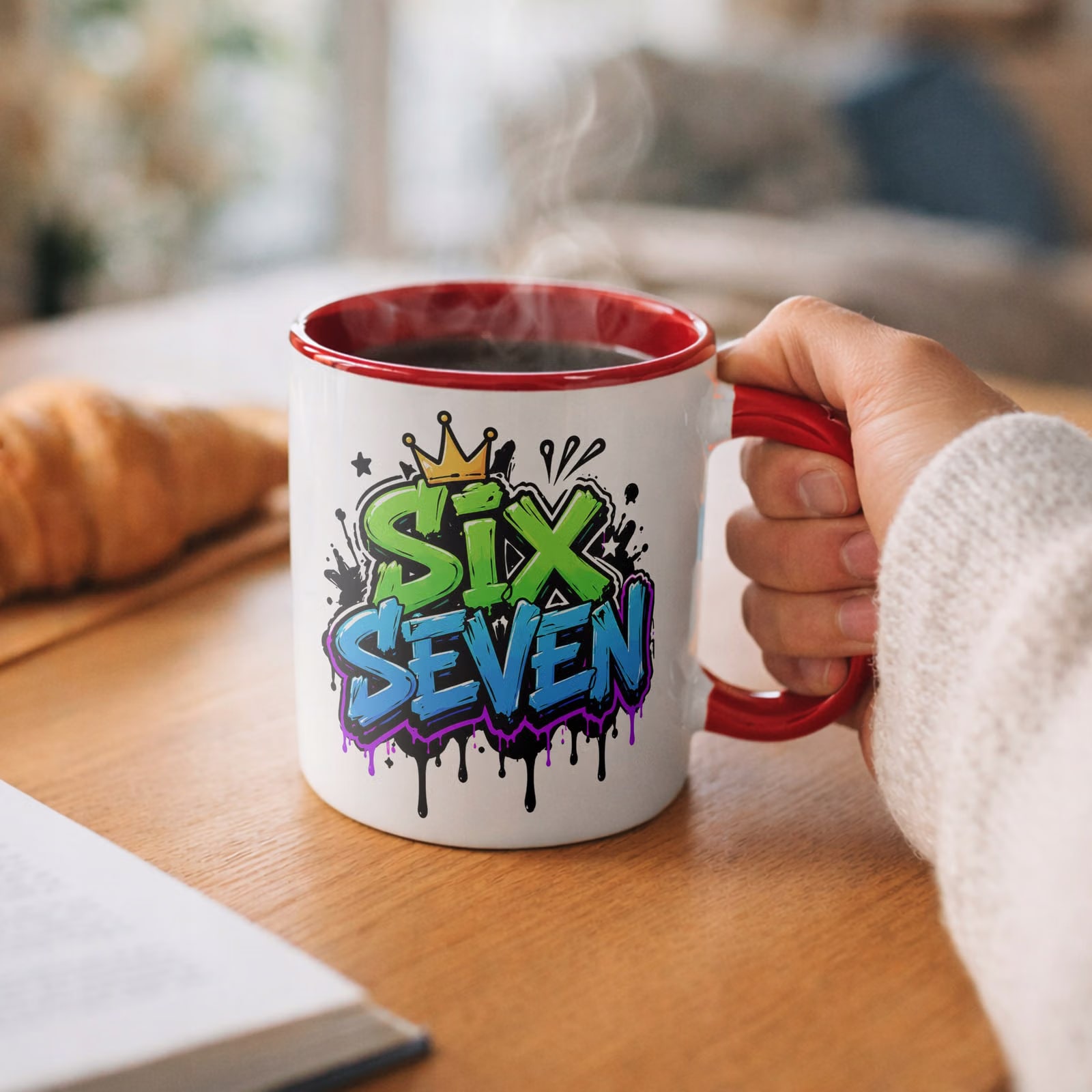 Kubek Czerwony z nadrukiem SIX SEVEN Dla Dzieci Prezent Upominek