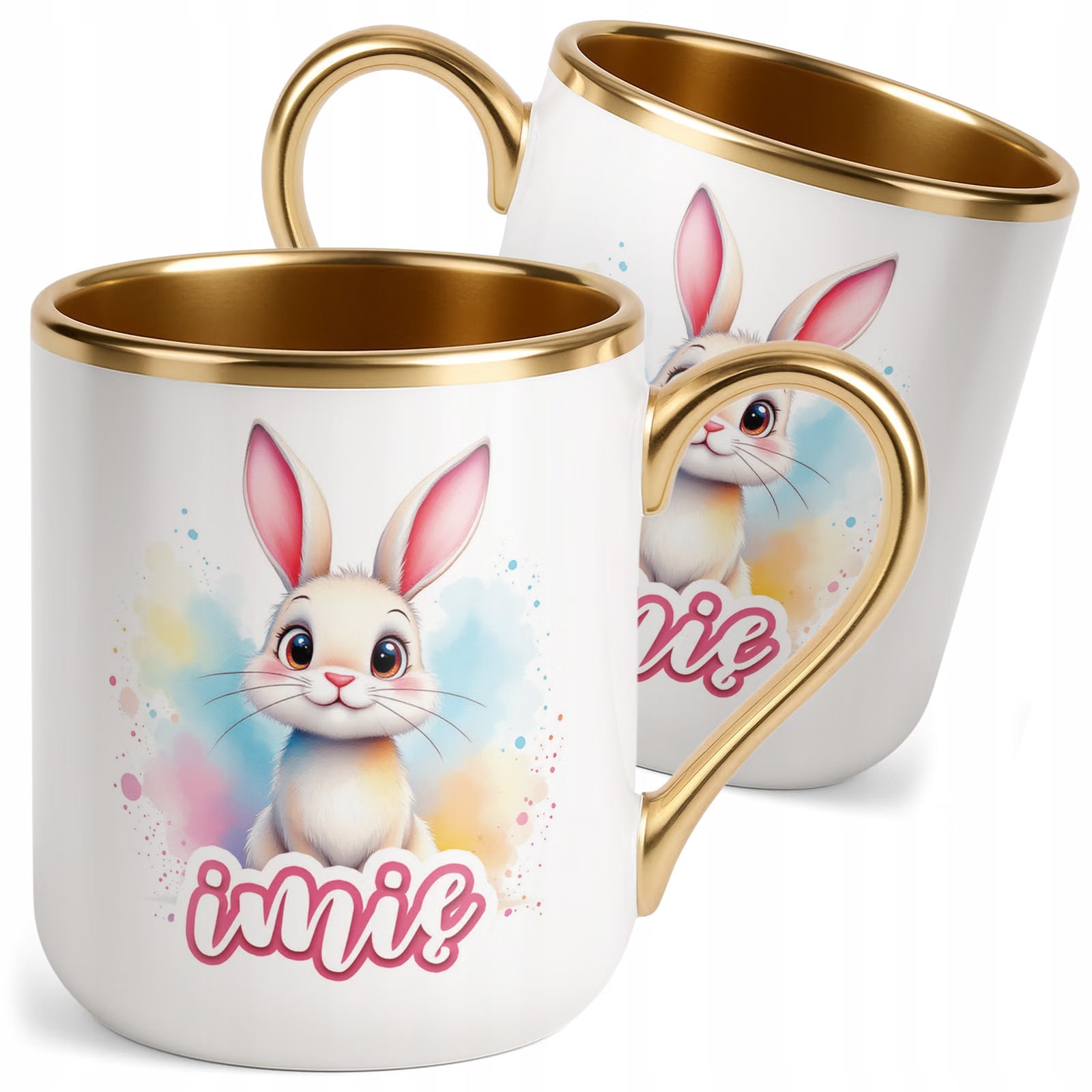 Kubek Premium Złoty Personalizowany Wielkanoc Prezent Zając Wiosna