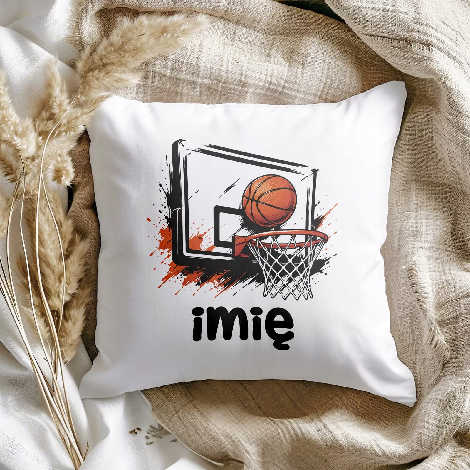 Zestaw Personalizowany Kubek Różowy Poduszka Koszykówka Prezent