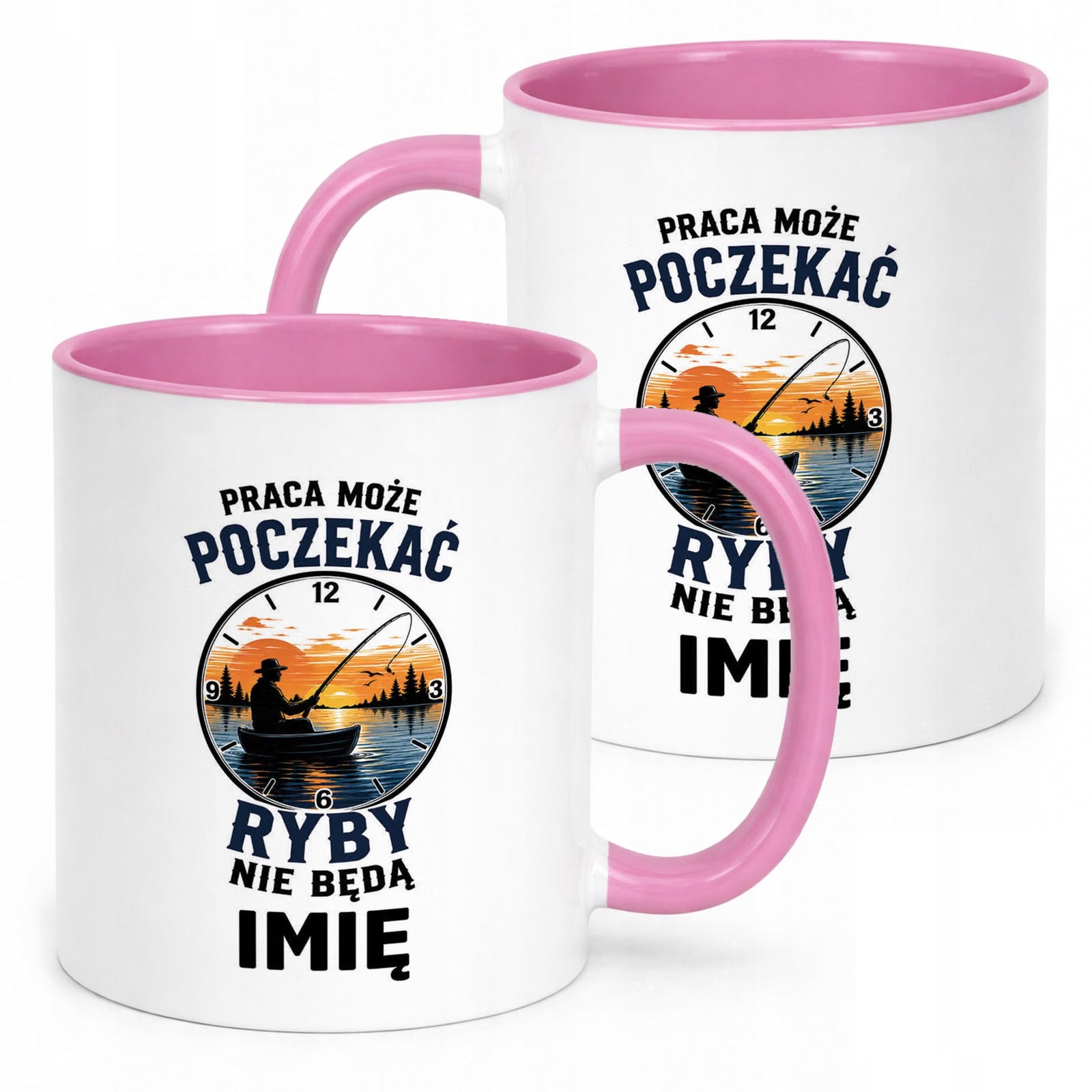 Różowy Kubek Personalizowany z nadrukiem Dla Wędkarza Upominek Prezent