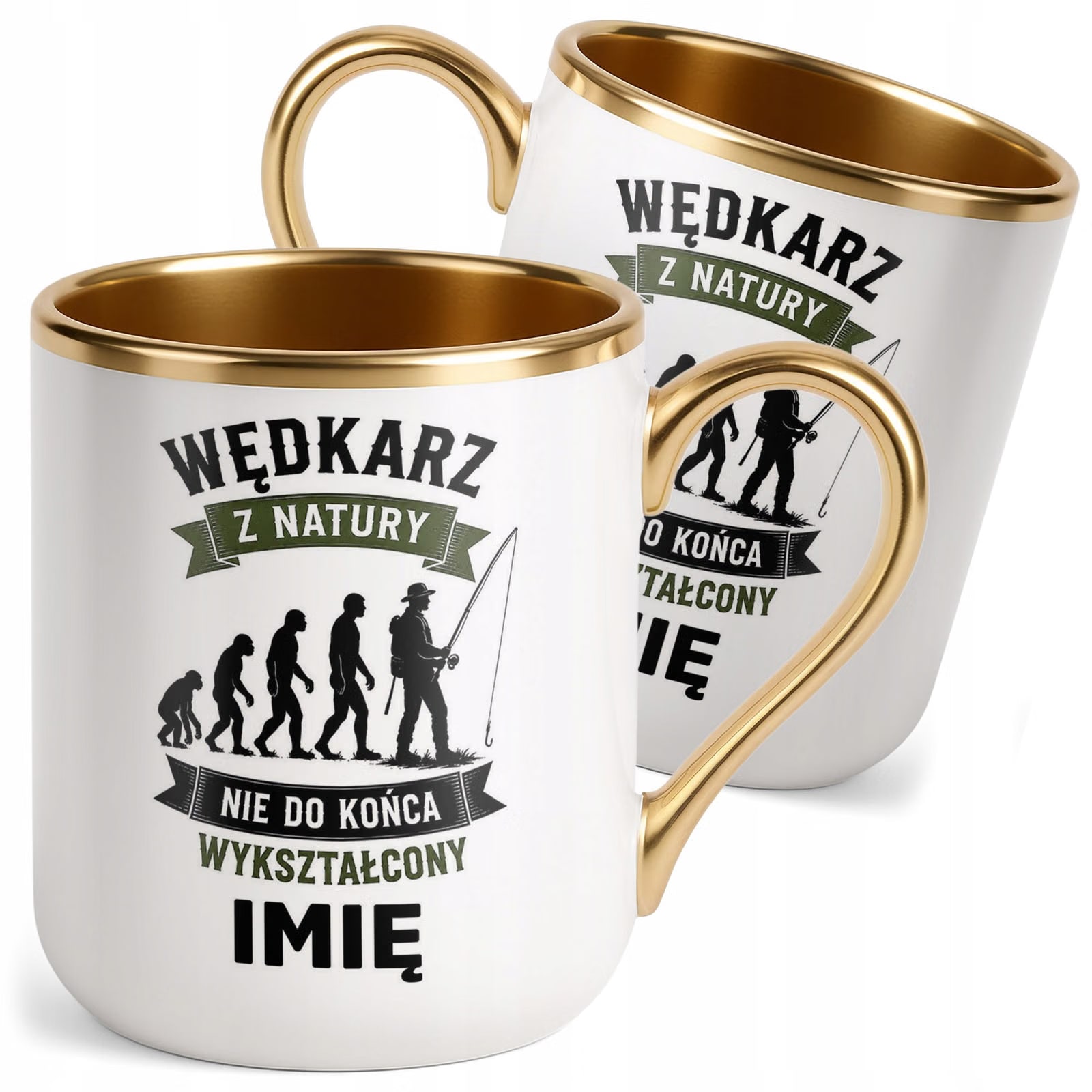 Kubek Personalizowany z nadrukiem Premium Złoty Dla Wędkarza Prezent