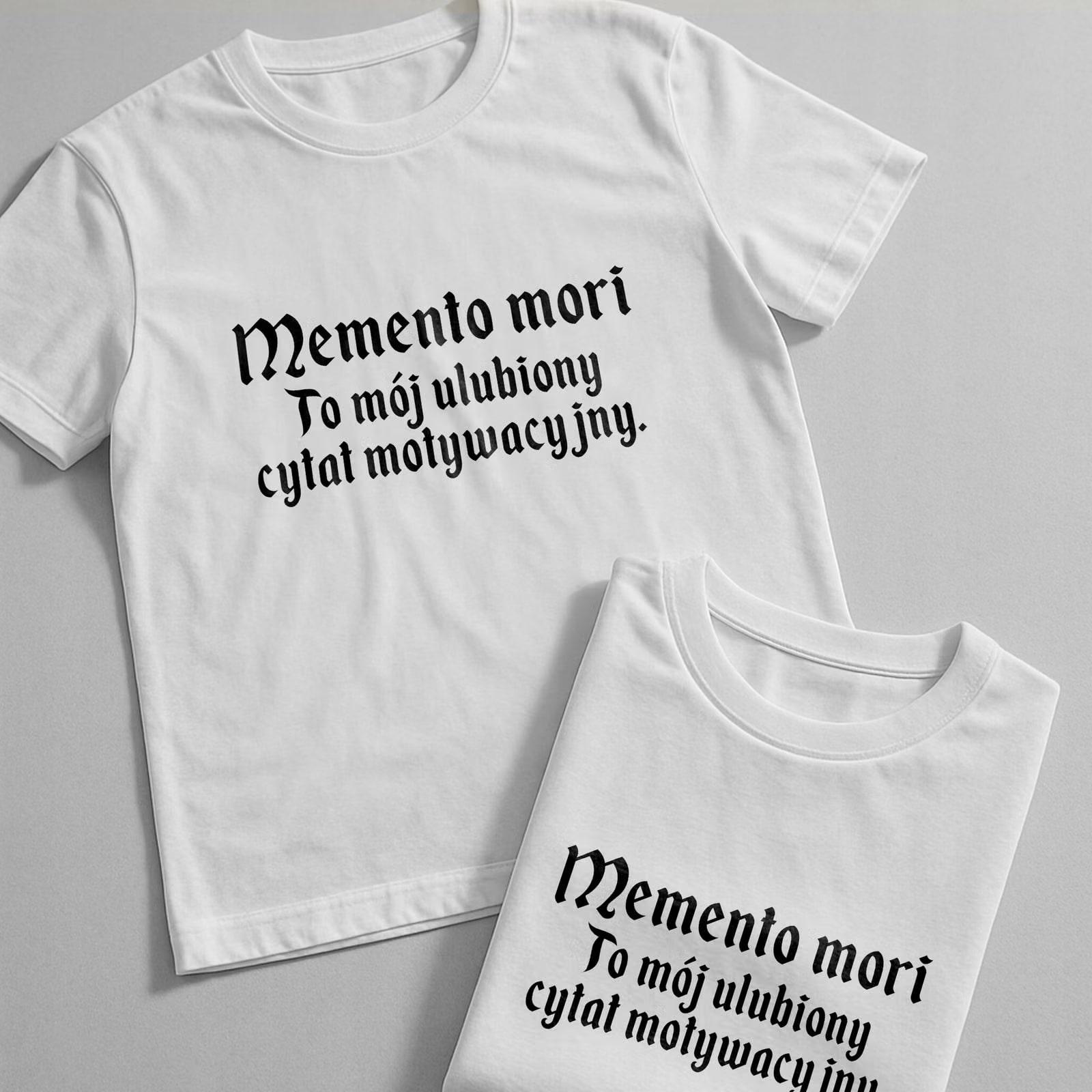 Koszulka biała męska 1670 Memento Mori Cytat Motywacyjny