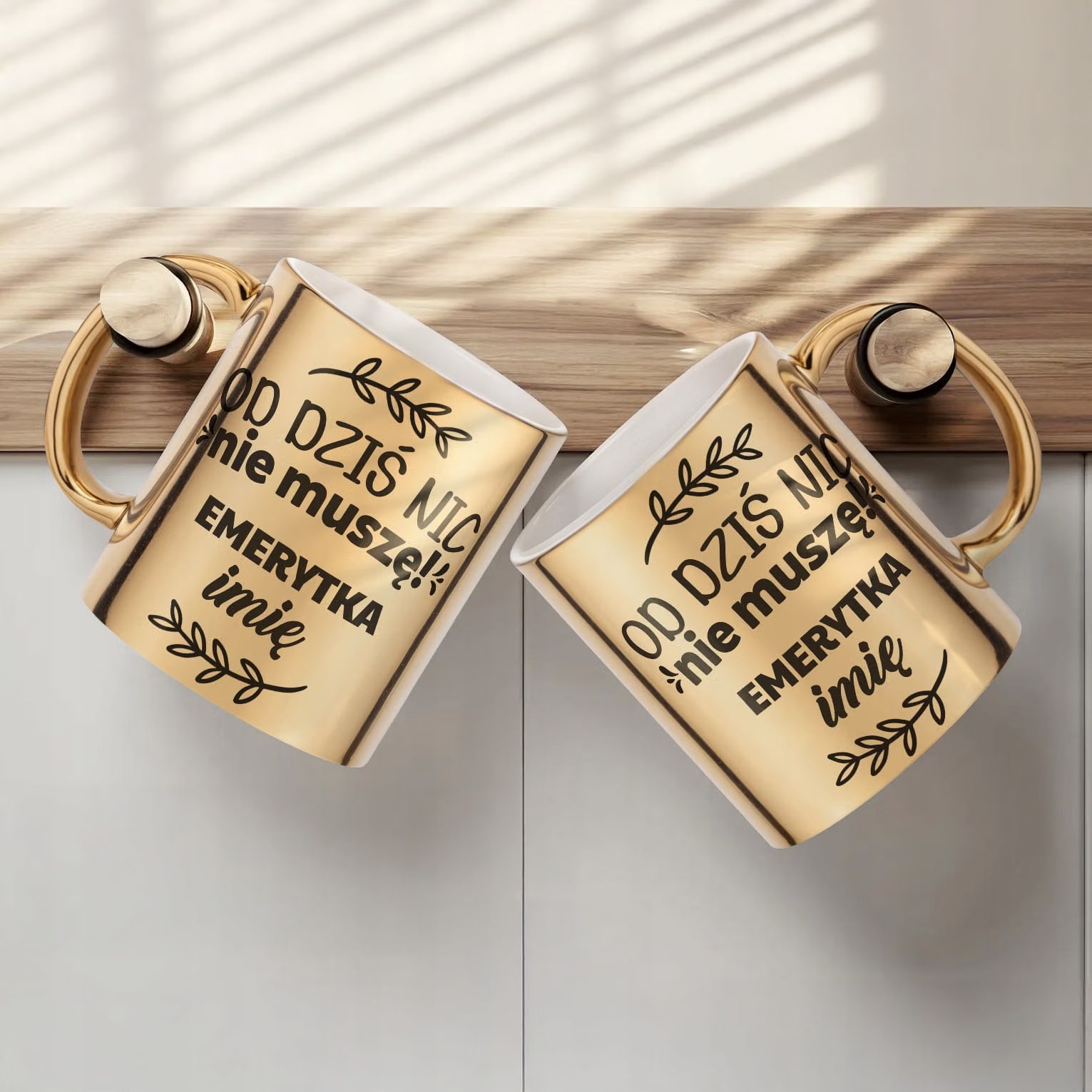 Złoty Kubek ceramiczny Personalizowany z okazji Emerytury Dla Emerytki
