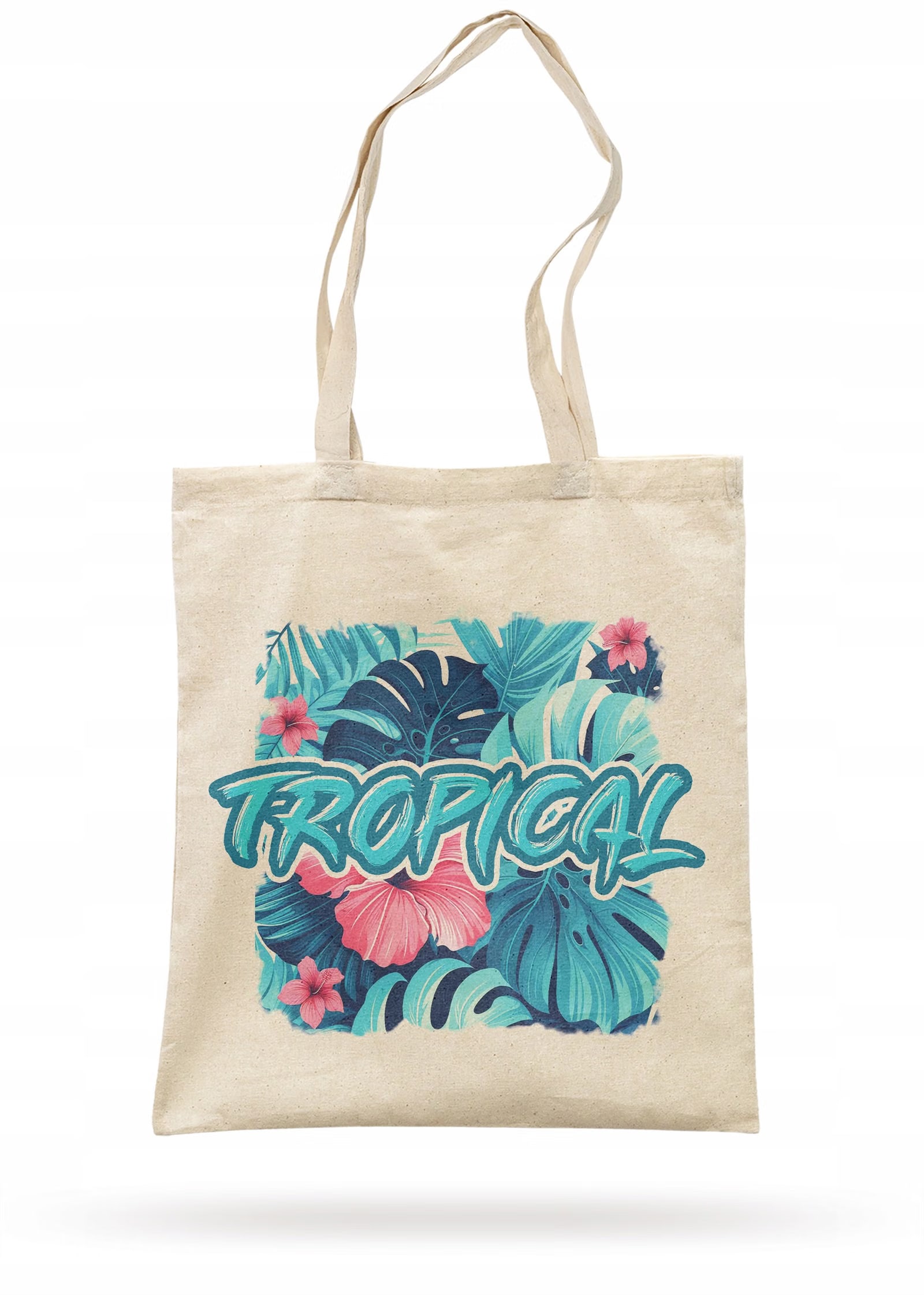 Torba bawełniana z dnem na zakupy TROPICAL Egzotyczny Motyw Monstera Kwiaty