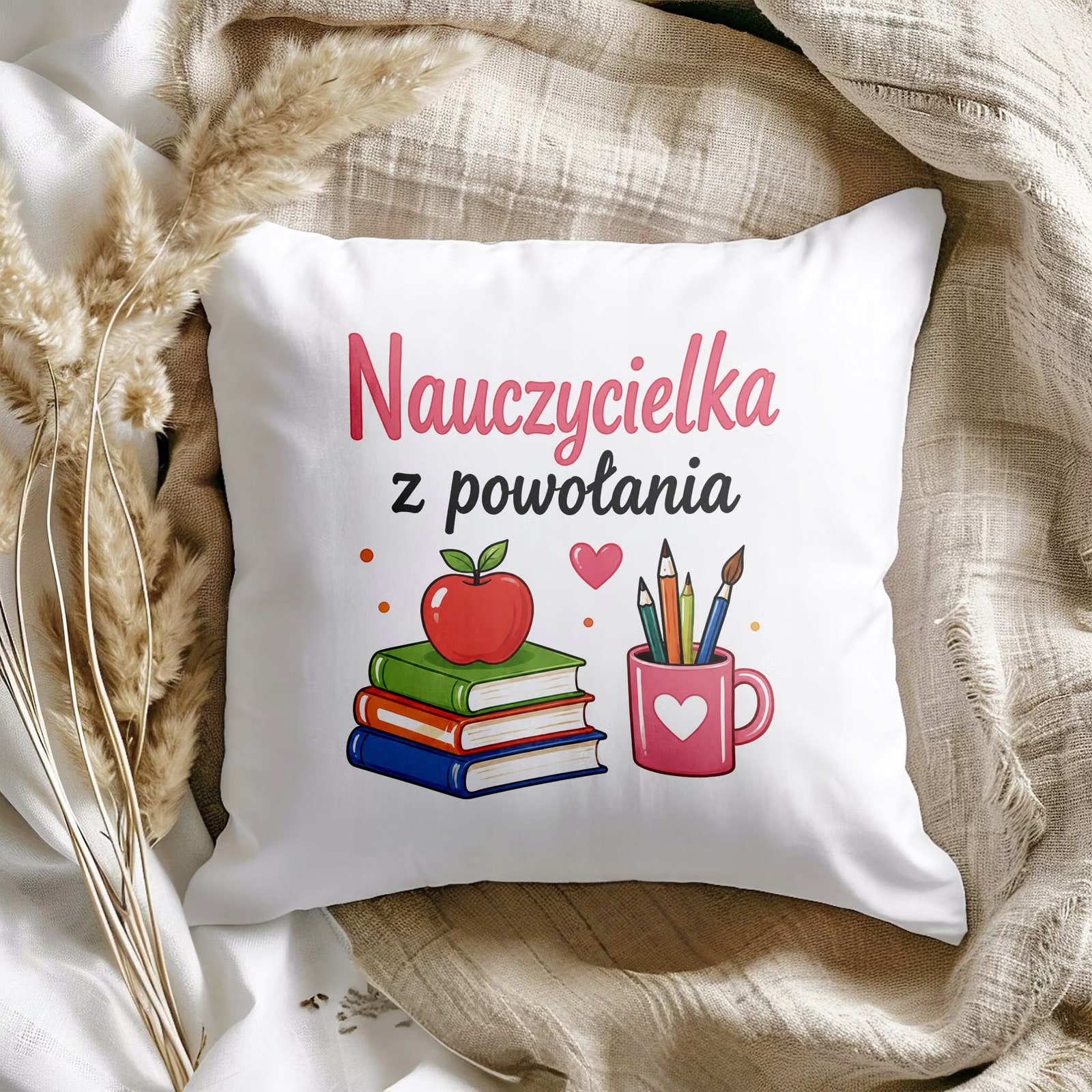 Poduszka Jasiek 38x38cm z Nadrukiem Dzień Nauczyciela Prezent Upominek