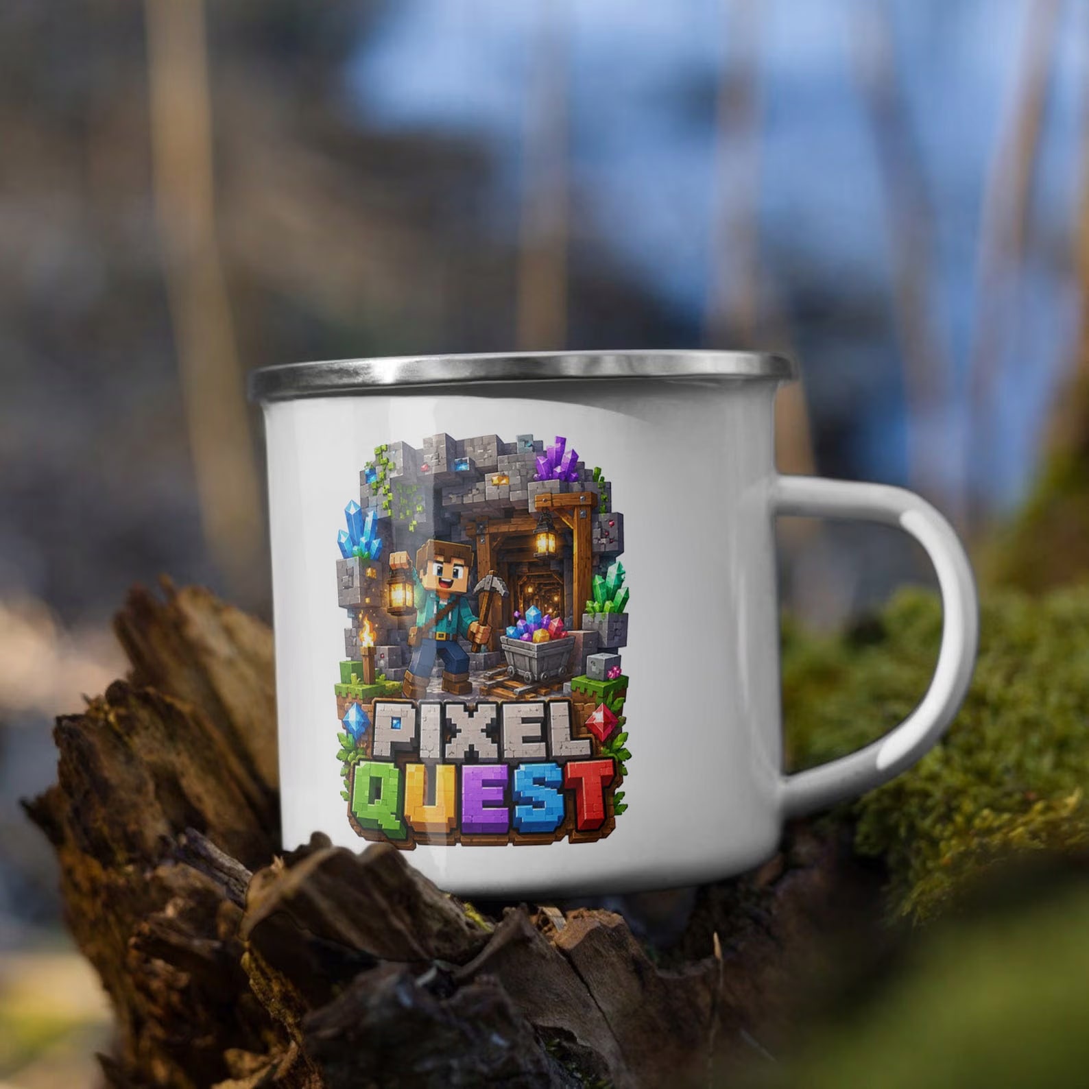 Zestaw Kubek Emaliowany Poduszka Z Nadrukiem PIXEL Gra Prezent