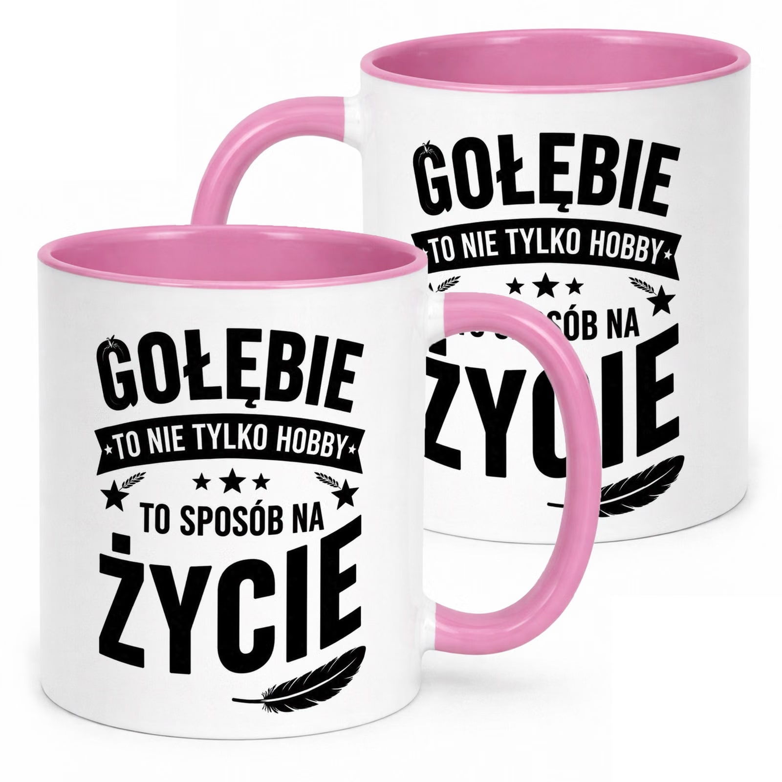 Różowy Kubek z nadrukiem Dla Gołębiarza Hodowcy Gołębi Upominek Prezent