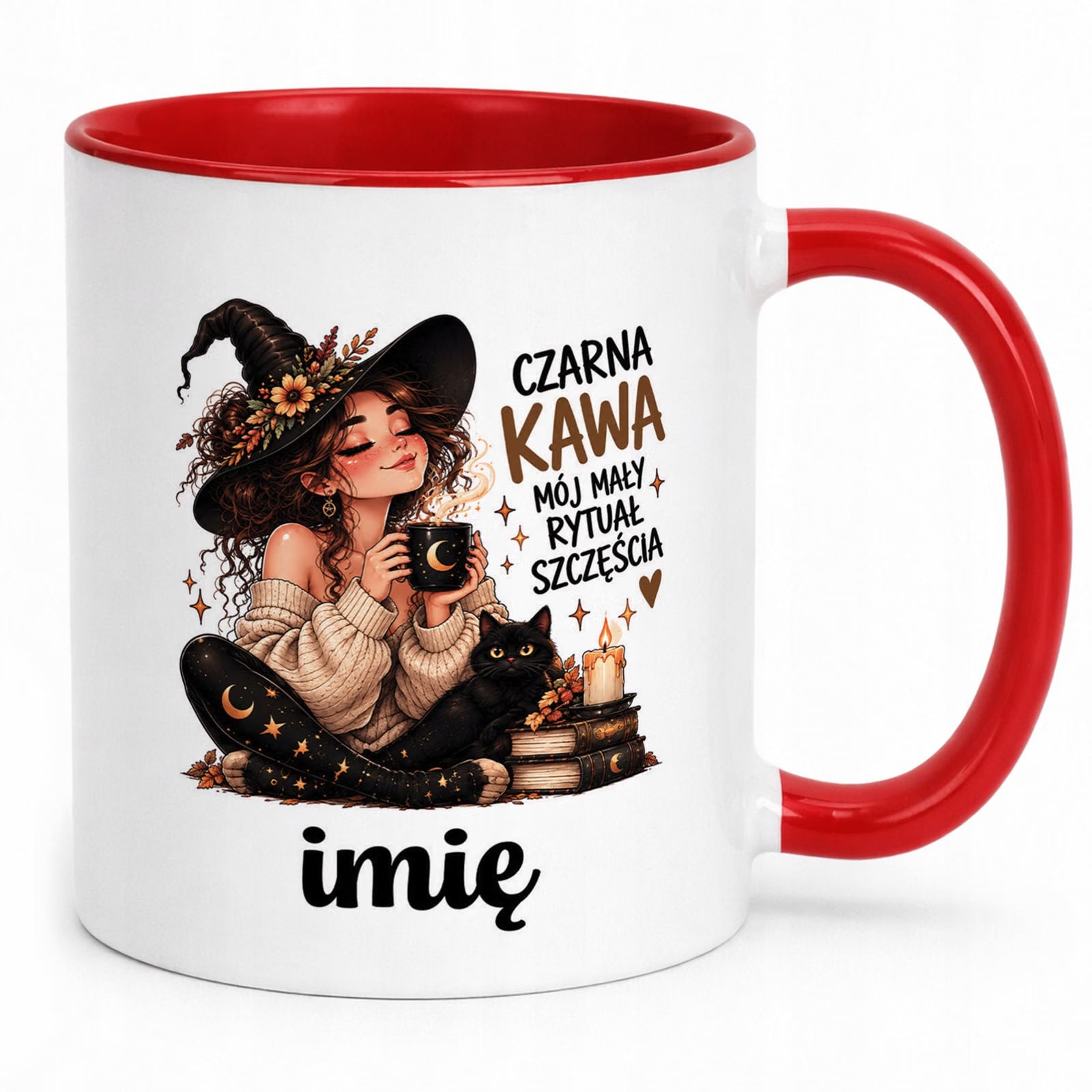 Kubek Czerwony Personalizowany z Nadrukiem Dla Kobiet Czarownica Wiedźma