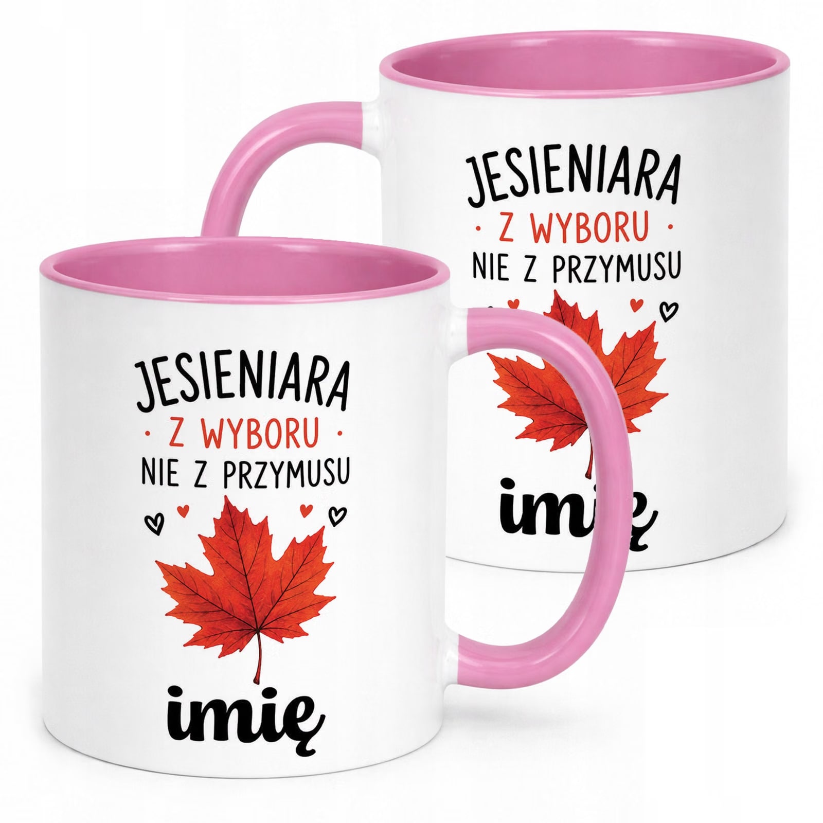 Różowy Kubek personalizowany z nadrukiem Jesienny Jesień Prezent Upominek