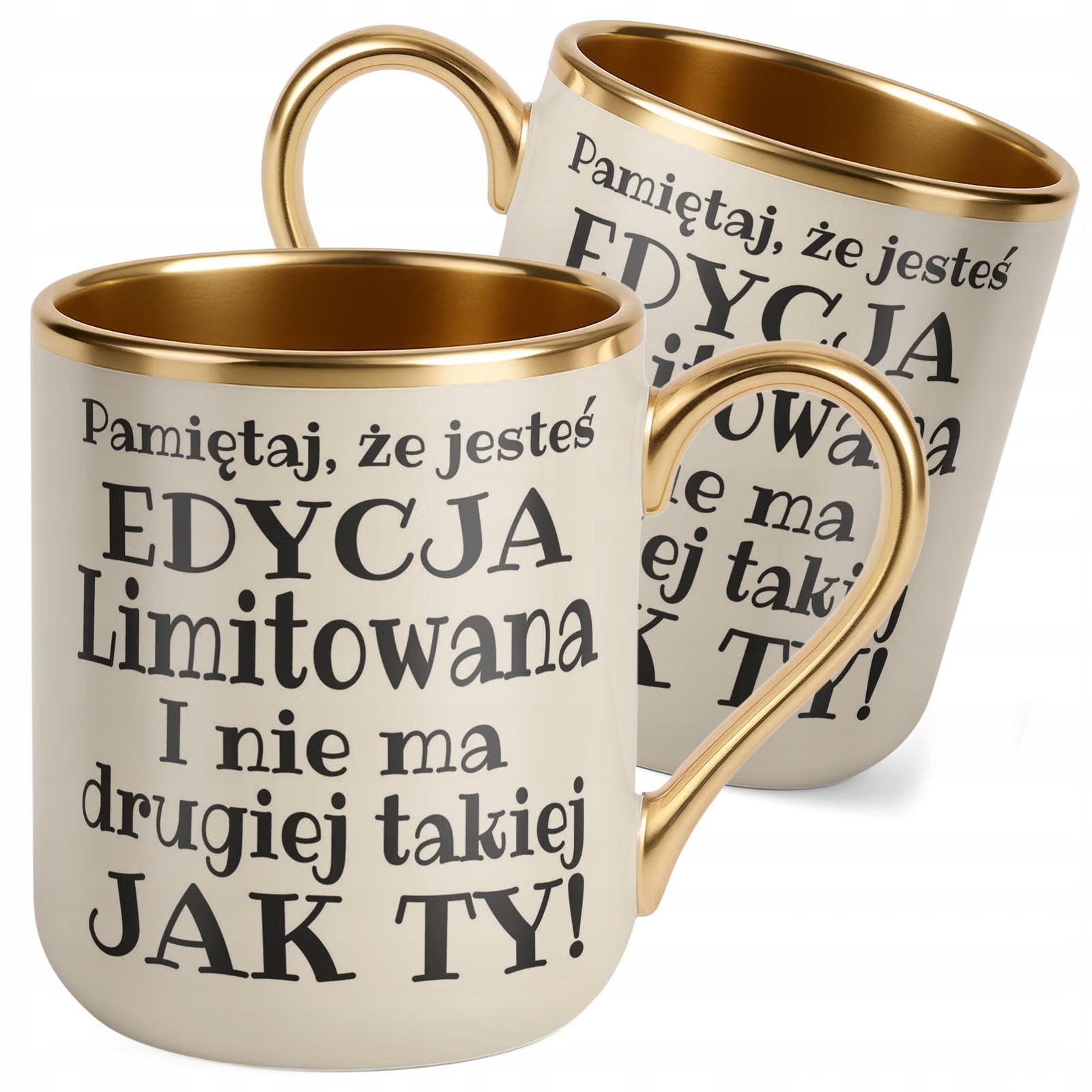 Kubek Premium Złoty Ecru Pamiętaj Że Jesteś Edycja Limitowana Prezent