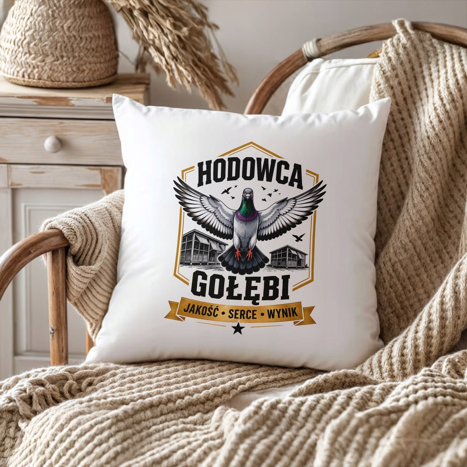 Poduszka Jasiek 38x38cm z Nadrukiem Dla Gołębiarza Hodowcy Gołębi Prezent