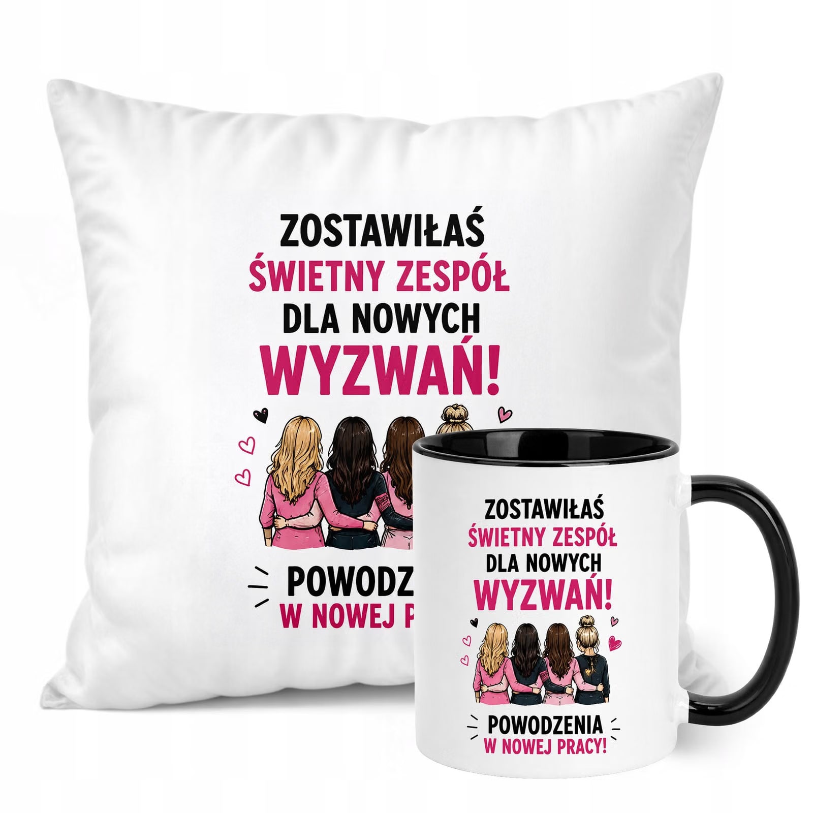 Zestaw Kubek Czarny Poduszka Z Nadrukiem Odejście z Pracy Prezent