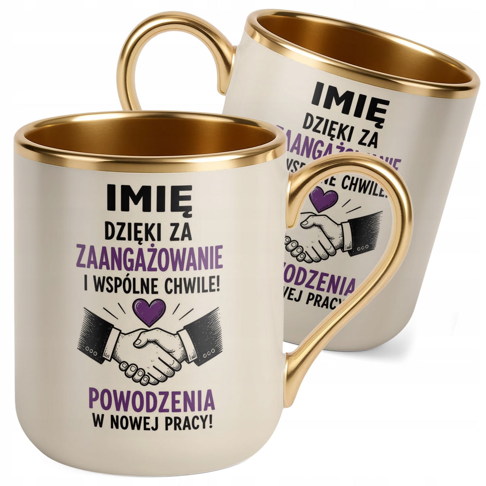 Kubek Personalizowany z nadrukiem Premium Złoty Ecru Odejście z Pracy