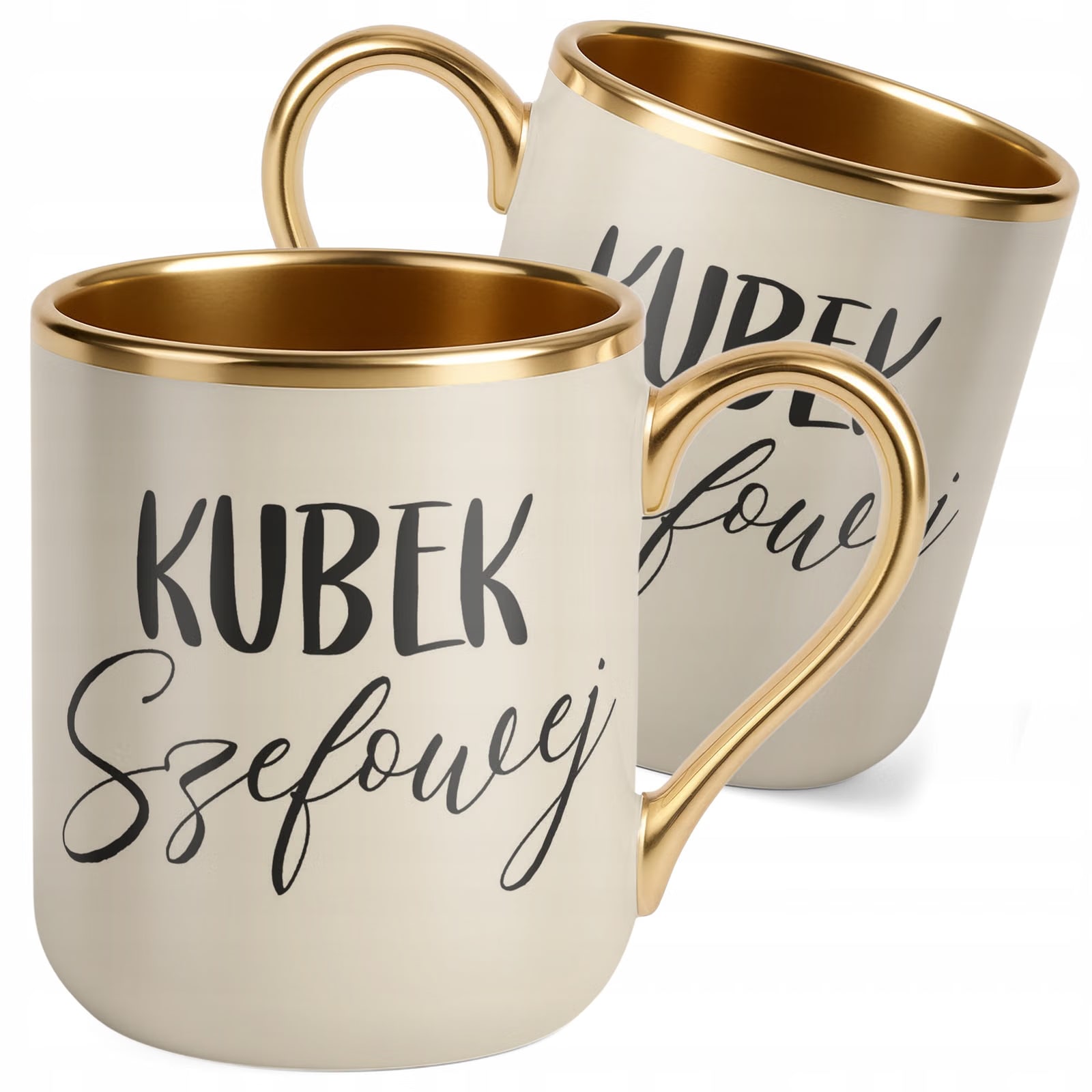 Kubek Premium Złoty Ecru Kubek Szefowej Dla Szefowej Prezent Praca