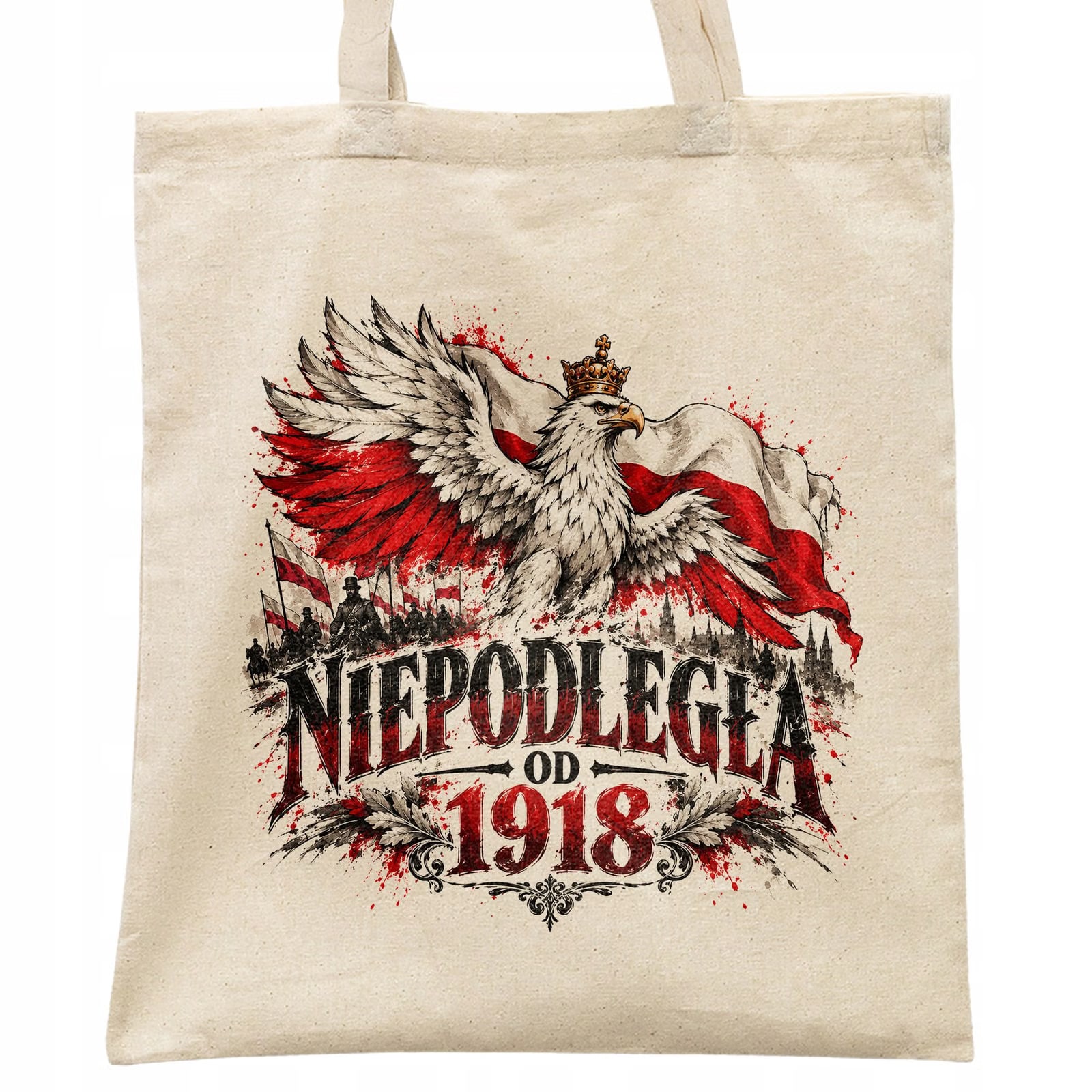 Torba shopper ecru patriotyczna święto niepodległości z nadrukiem