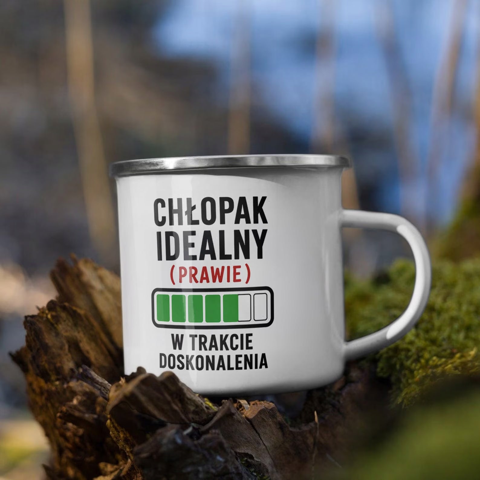 Zestaw Kubek Emaliowany Poduszka Dzień Chłopaka Z Nadrukiem
