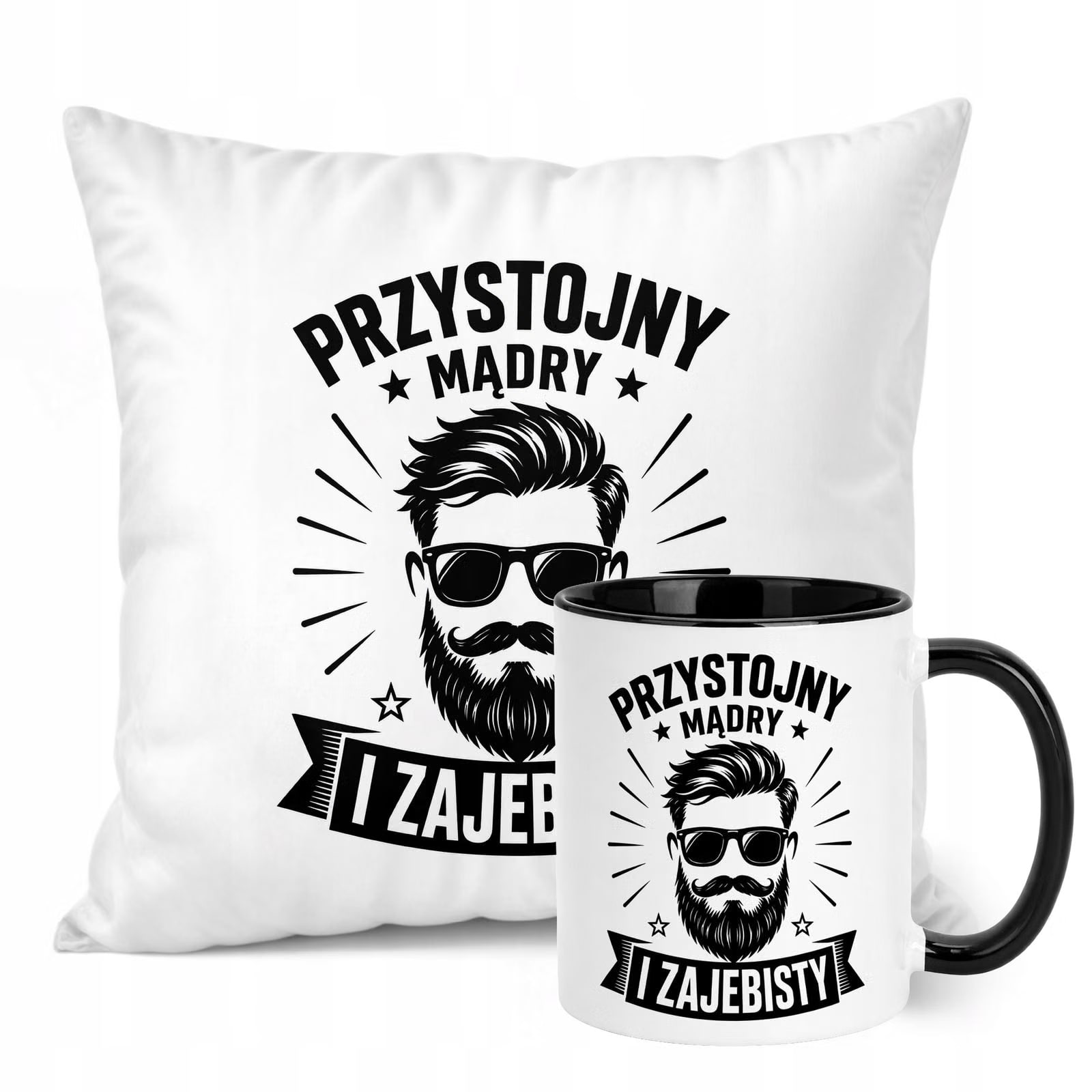 Zestaw Kubek Czarny Poduszka Dzień Chłopaka Z Nadrukiem Prezent Upominek