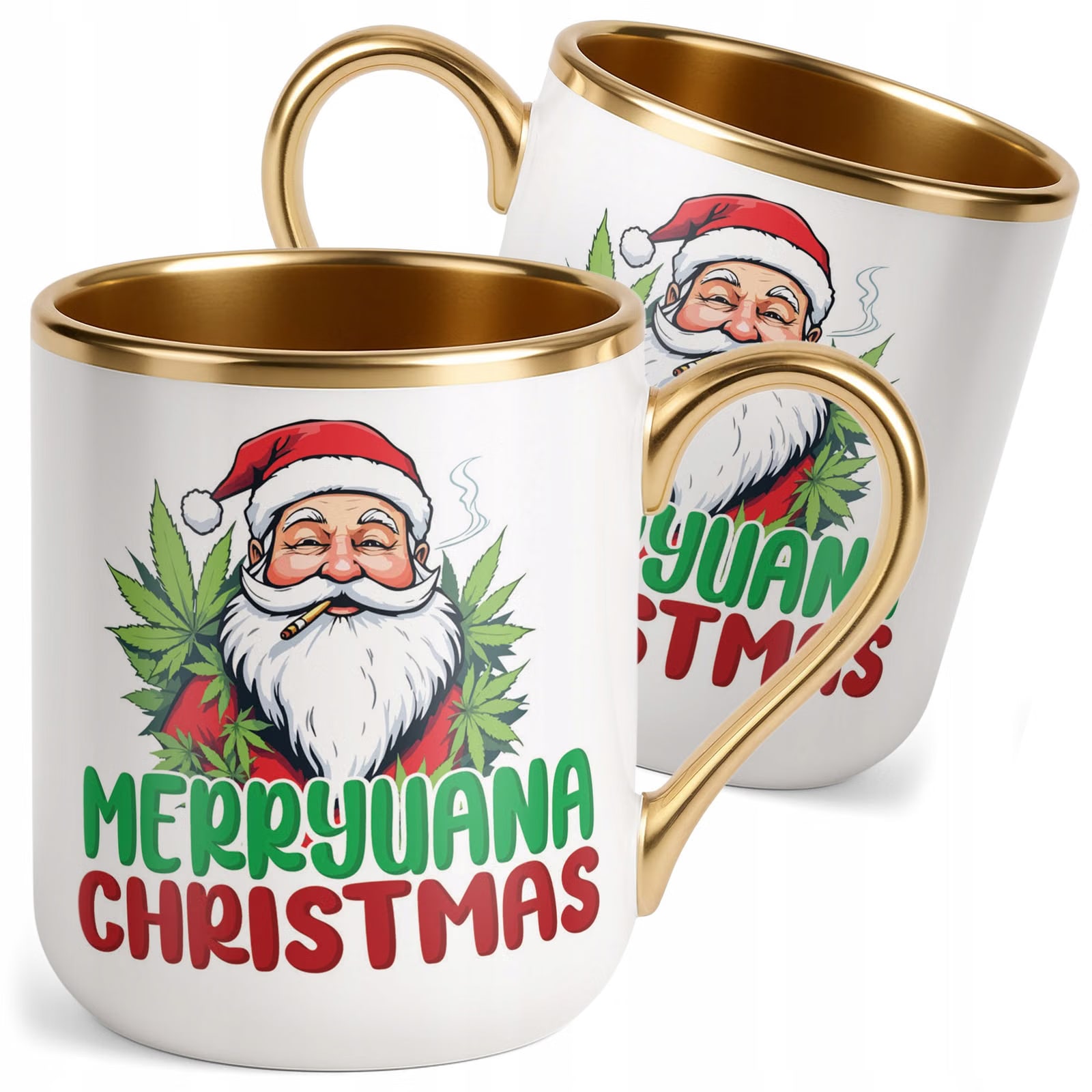 Kubek Premium Złoty Boże Narodzenie Mikołajki Marryuana Christmas Prezent