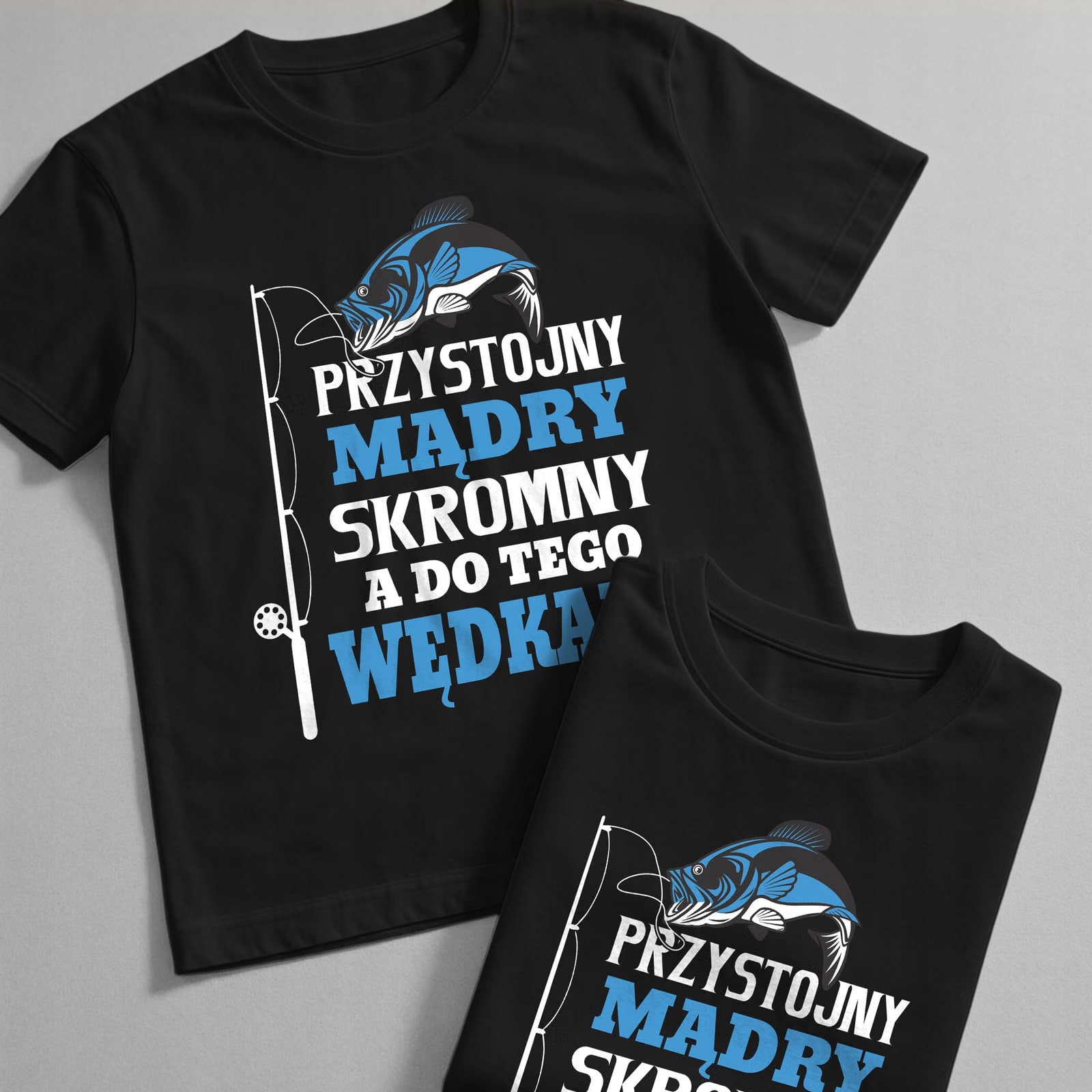 Koszulka czarna męska Dla Wędkarza Wędkowanie Ryby Prezent r. 3XL