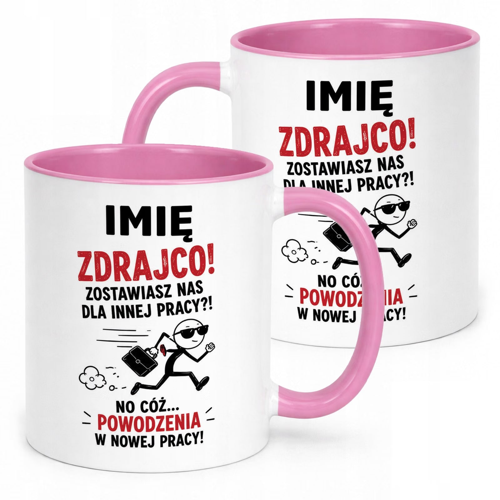 Kubek Różowy Personalizowany z Nadrukiem Pożegnanie Odejście z Pracy