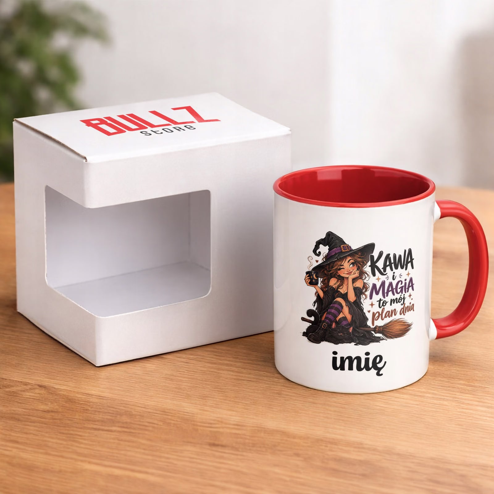 Kubek Czerwony Personalizowany z Nadrukiem Dla Kobiet Czarownica Wiedźma