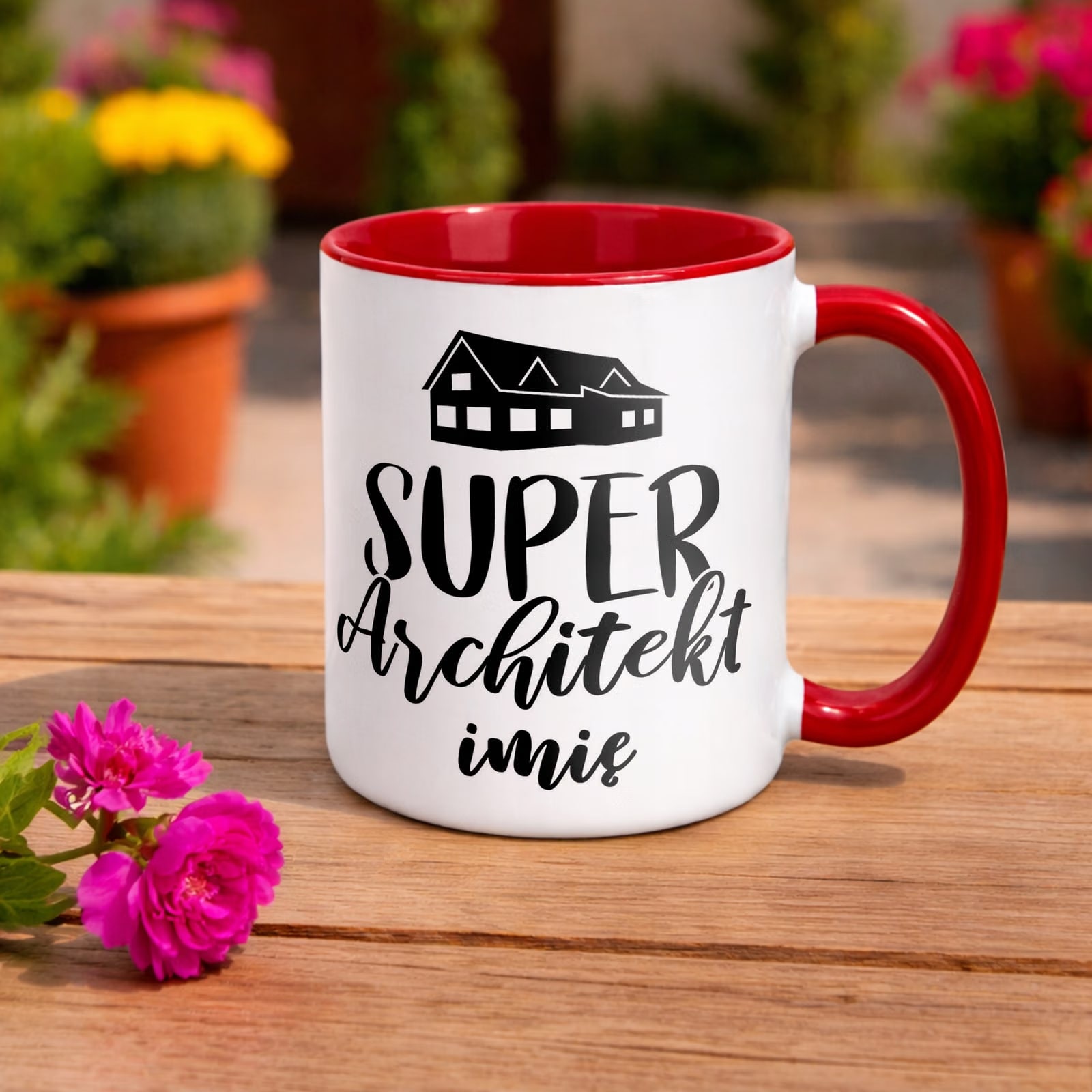 Kubek Czerwony Personalizowany Super Architekt Prezent Upominek