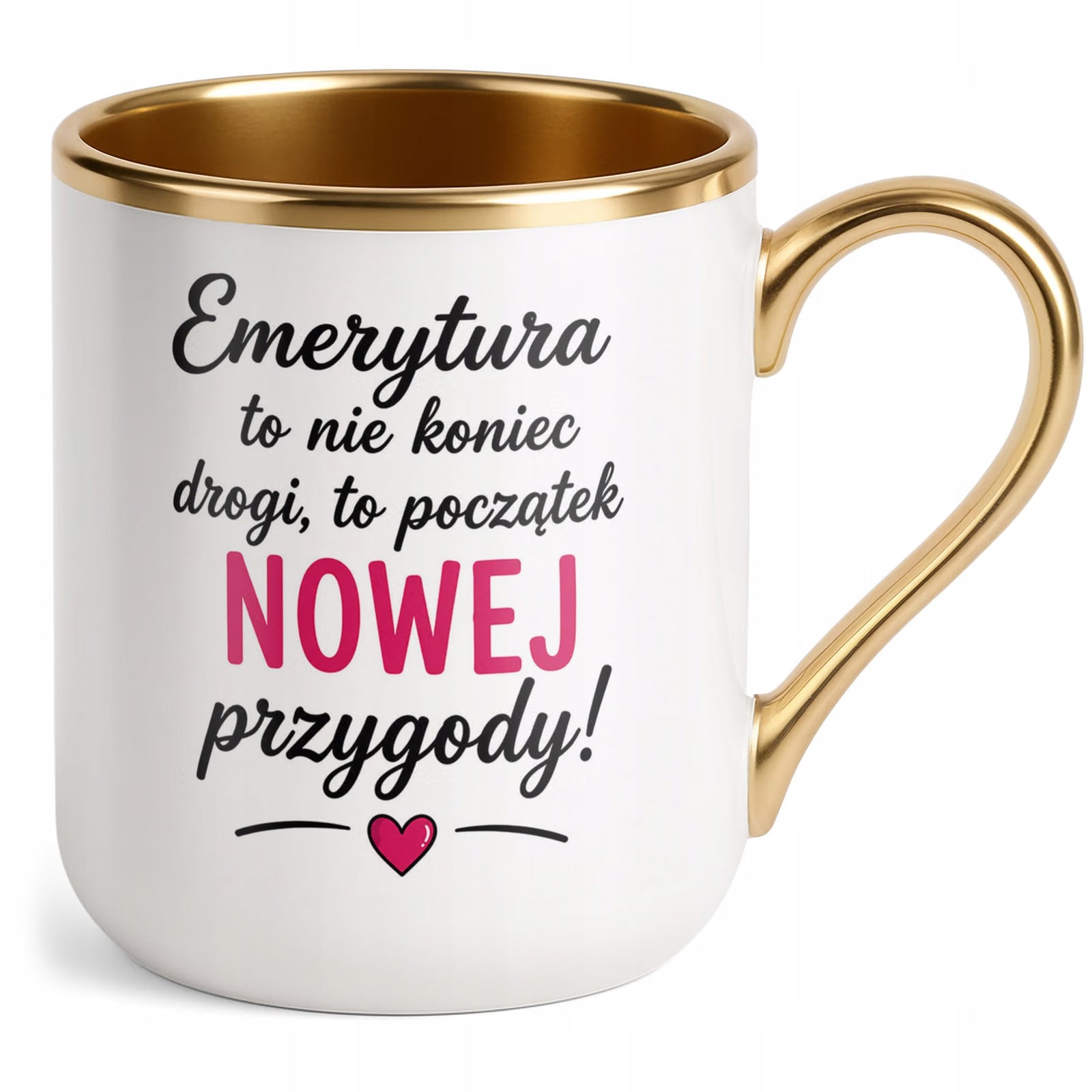 Kubek z nadrukiem Premium Złoty Emerytura Dla Emerytki Upominek Prezent