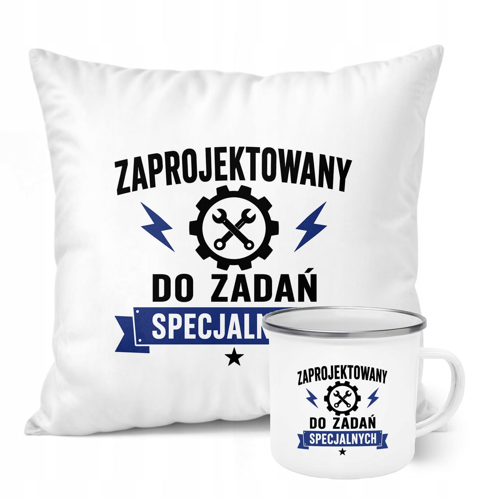 Zestaw Kubek Emaliowany Poduszka Dzień Chłopaka Z Nadrukiem