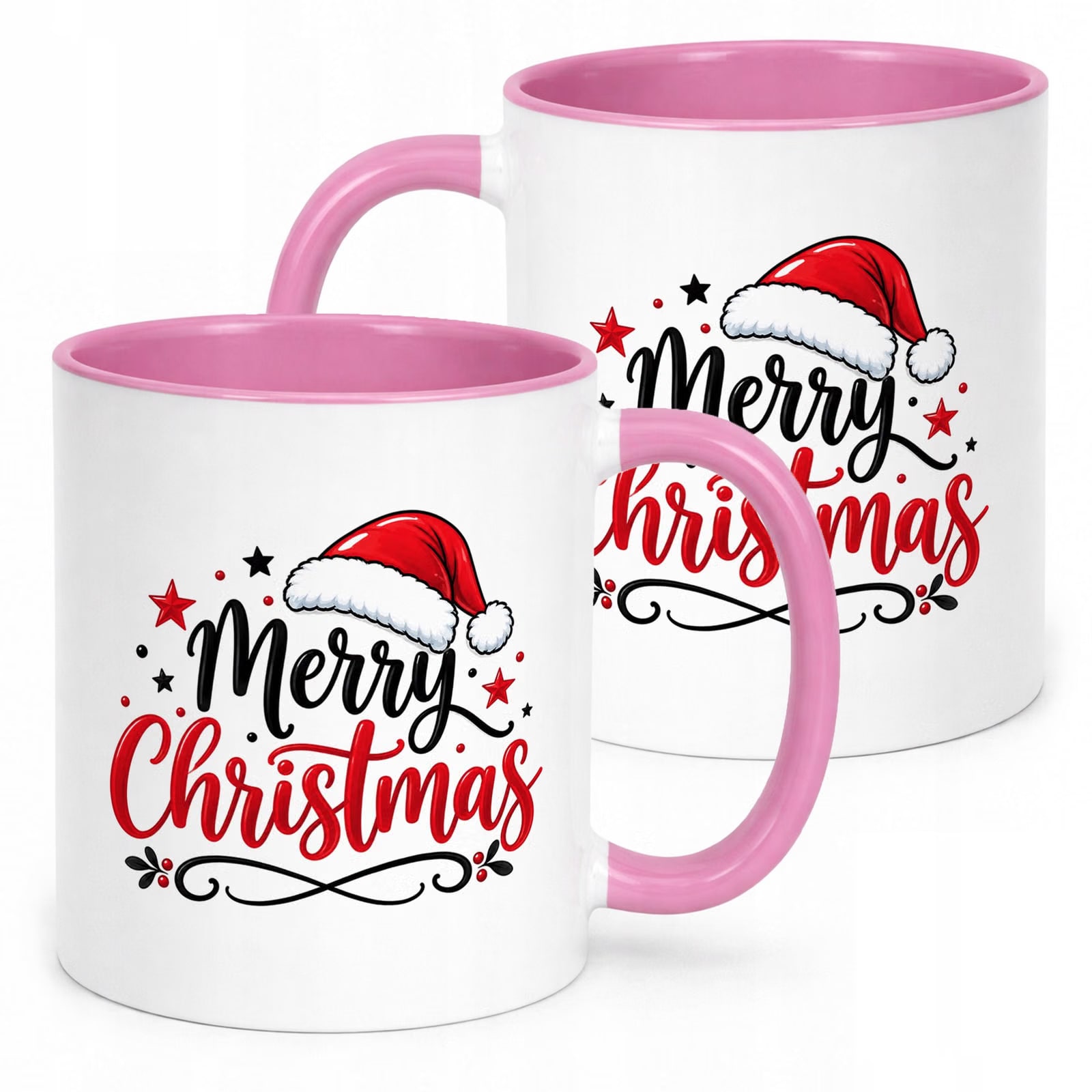Kubek Różowy z Nadrukiem Boże Narodzenie Mikołajki Merry Christmas Prezent