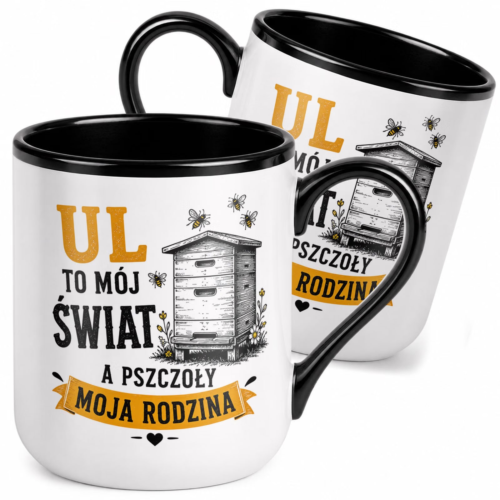 Kubek z nadrukiem Premium Czarny Dla Pszczelarza Szef Pasieki Prezent