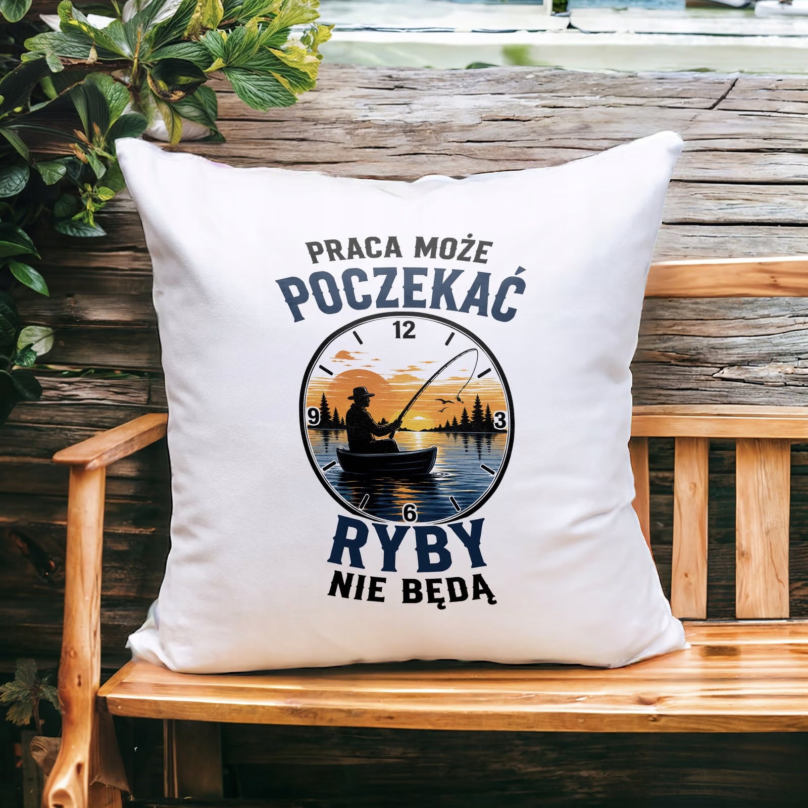 Poduszka Jasiek 38x38cm z Nadrukiem Dla Wędkarza Rybaka Upominek Prezent