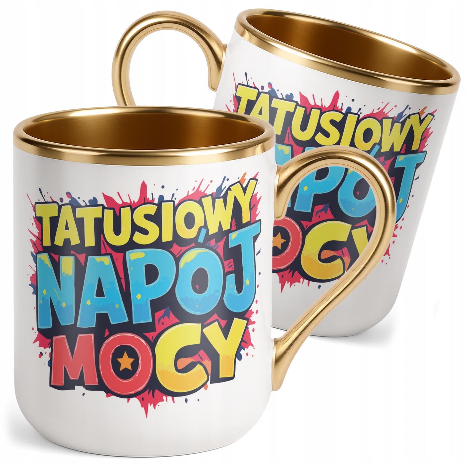 Kubek Premium Złoty Dzień Ojca Dla Taty Tatusiowy Napój Mocy Prezent
