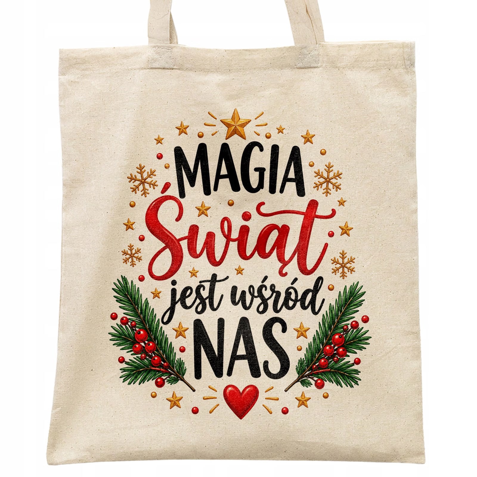 Torba shopper bawełniana świąteczna mikołajki z nadrukiem prezent