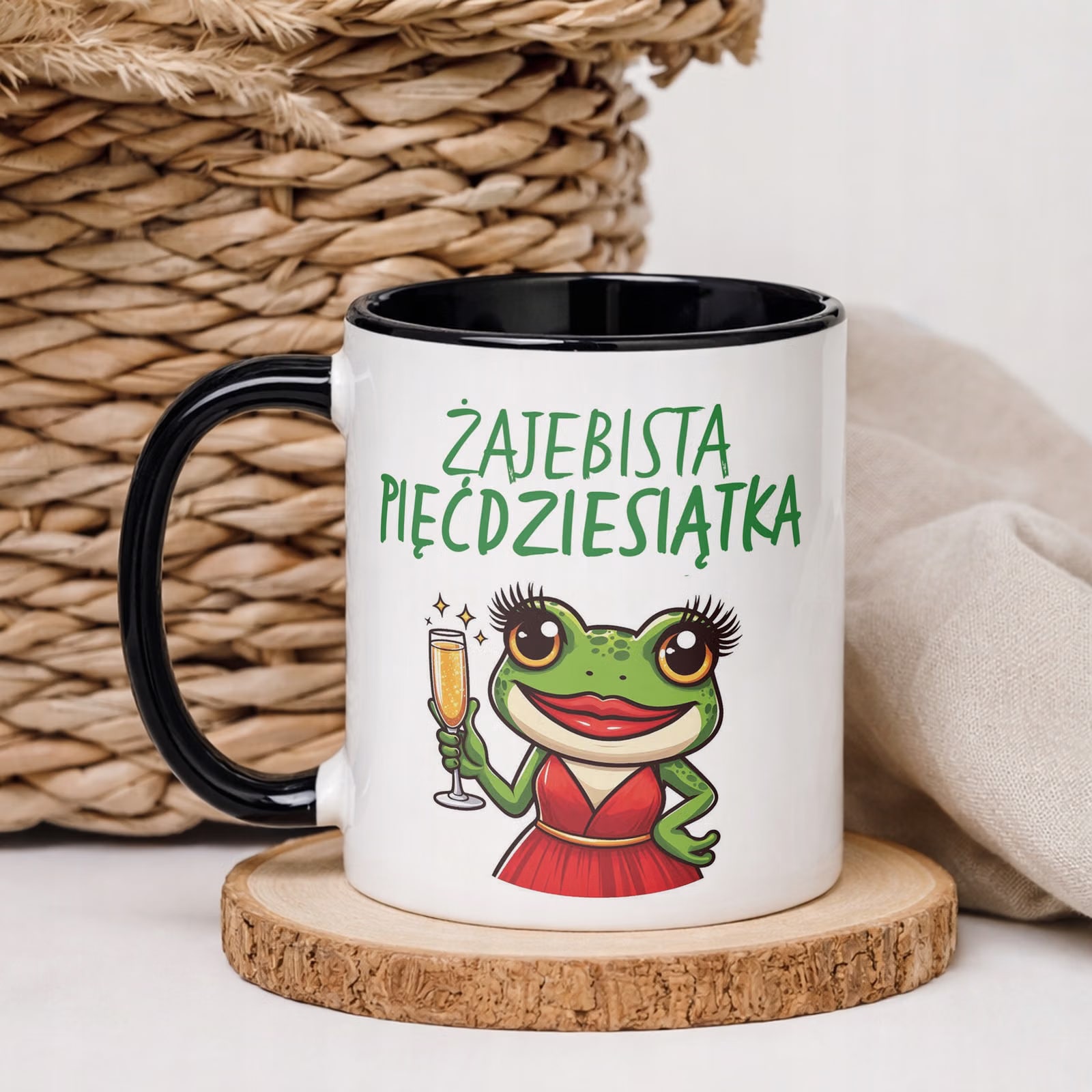 Kubek Czarny Żajebista 50 Dla Kobiety Na Urodziny Prezent