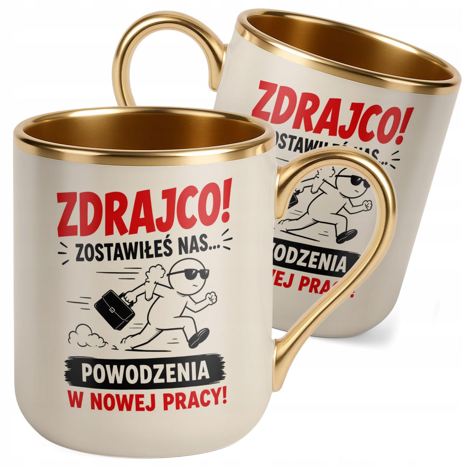 Kubek z nadrukiem Premium Złoty Ecru Pożegnanie Odejście z Pracy