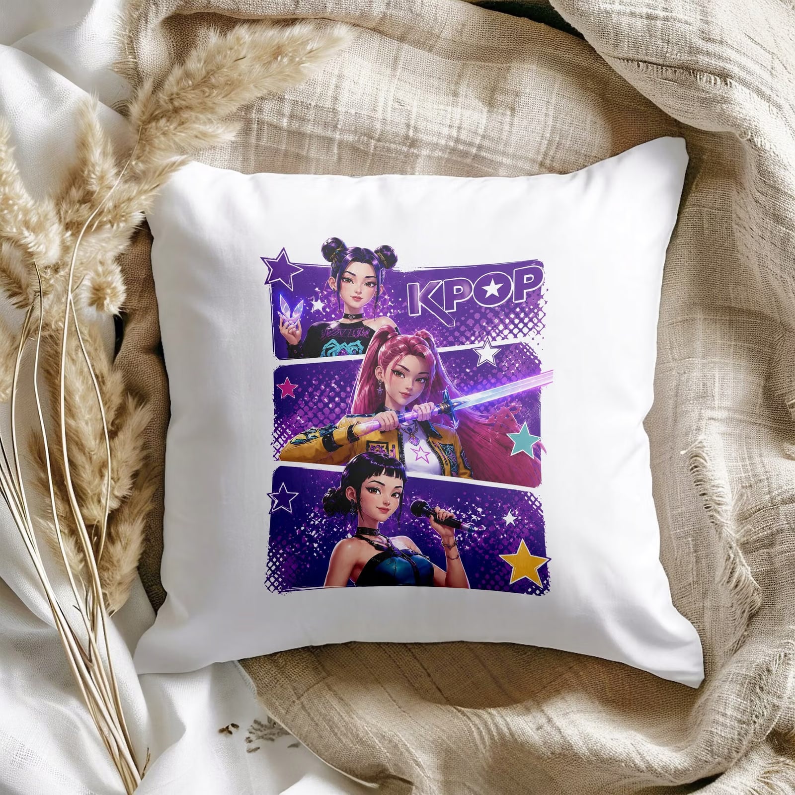 Zestaw Kubek Różowy Poduszka Z Nadrukiem ŁOWCZYNIE KPOP Prezent