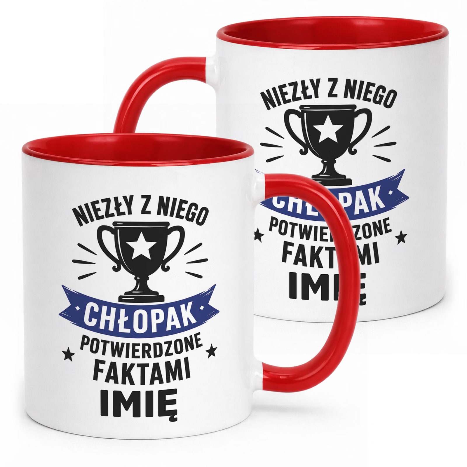 Czerwony Kubek personalizowany z nadrukiem Dzień Chłopaka Mężczyzny Prezent