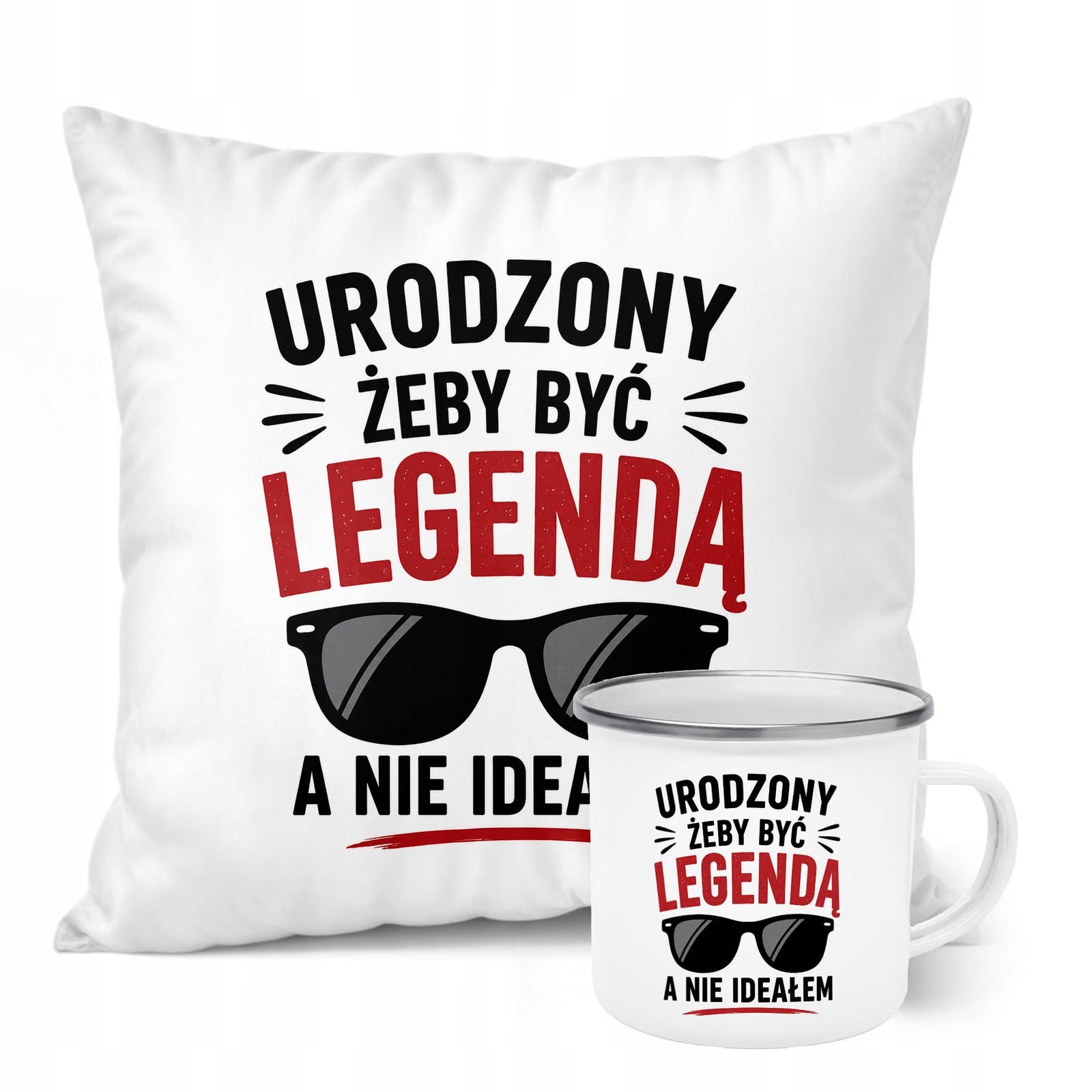 Zestaw Kubek Emaliowany Poduszka Dzień Chłopaka Z Nadrukiem