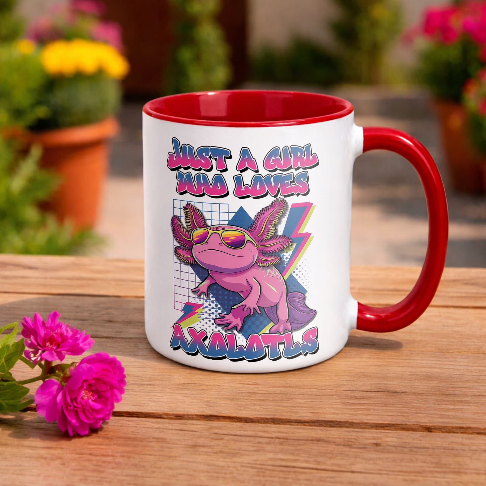 Prezent na urodziny czerwony kubek Aksolotl Axolotl Różowy Zwierzak