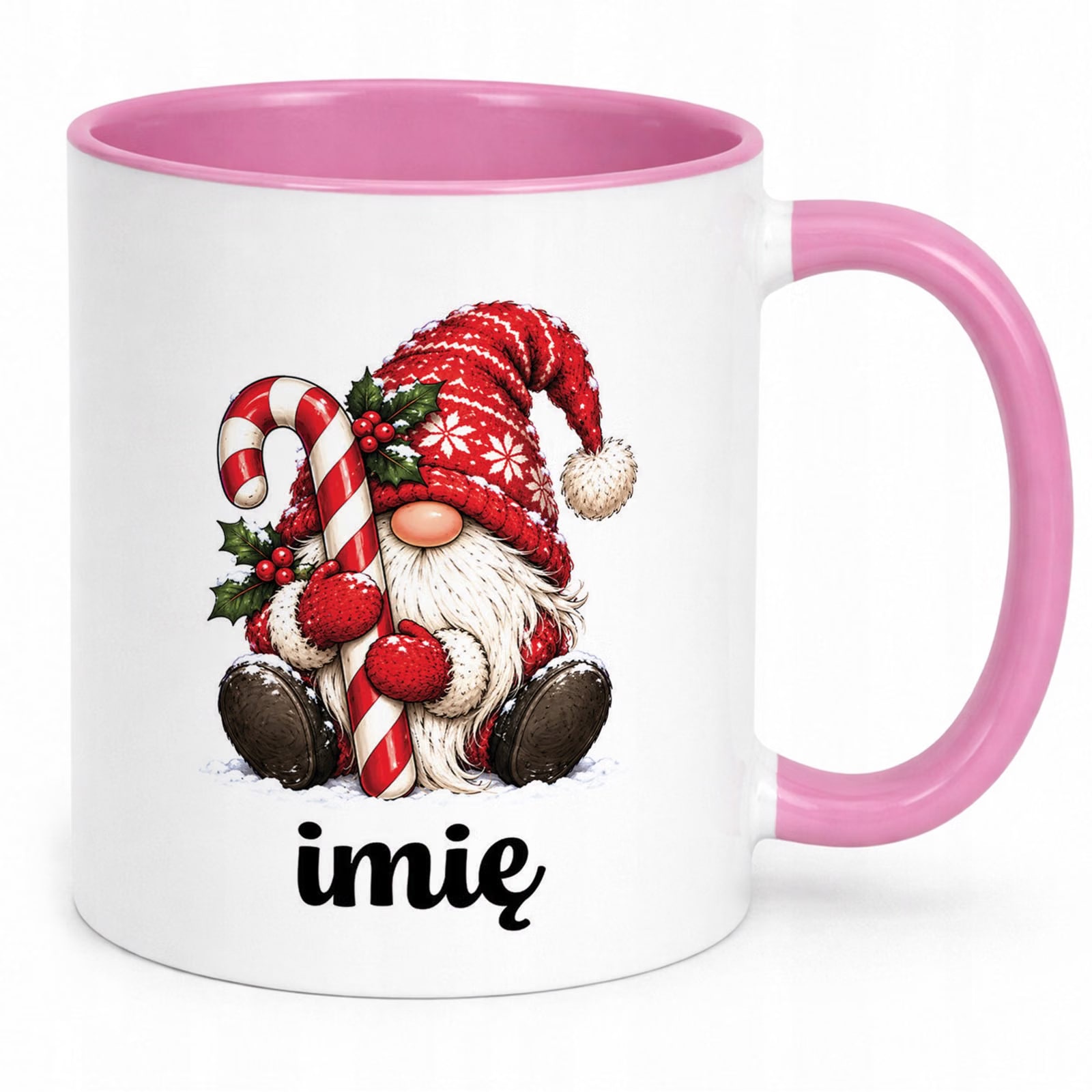 Kubek Różowy Personalizowany z Nadrukiem Boże Narodzenie Święta Prezent