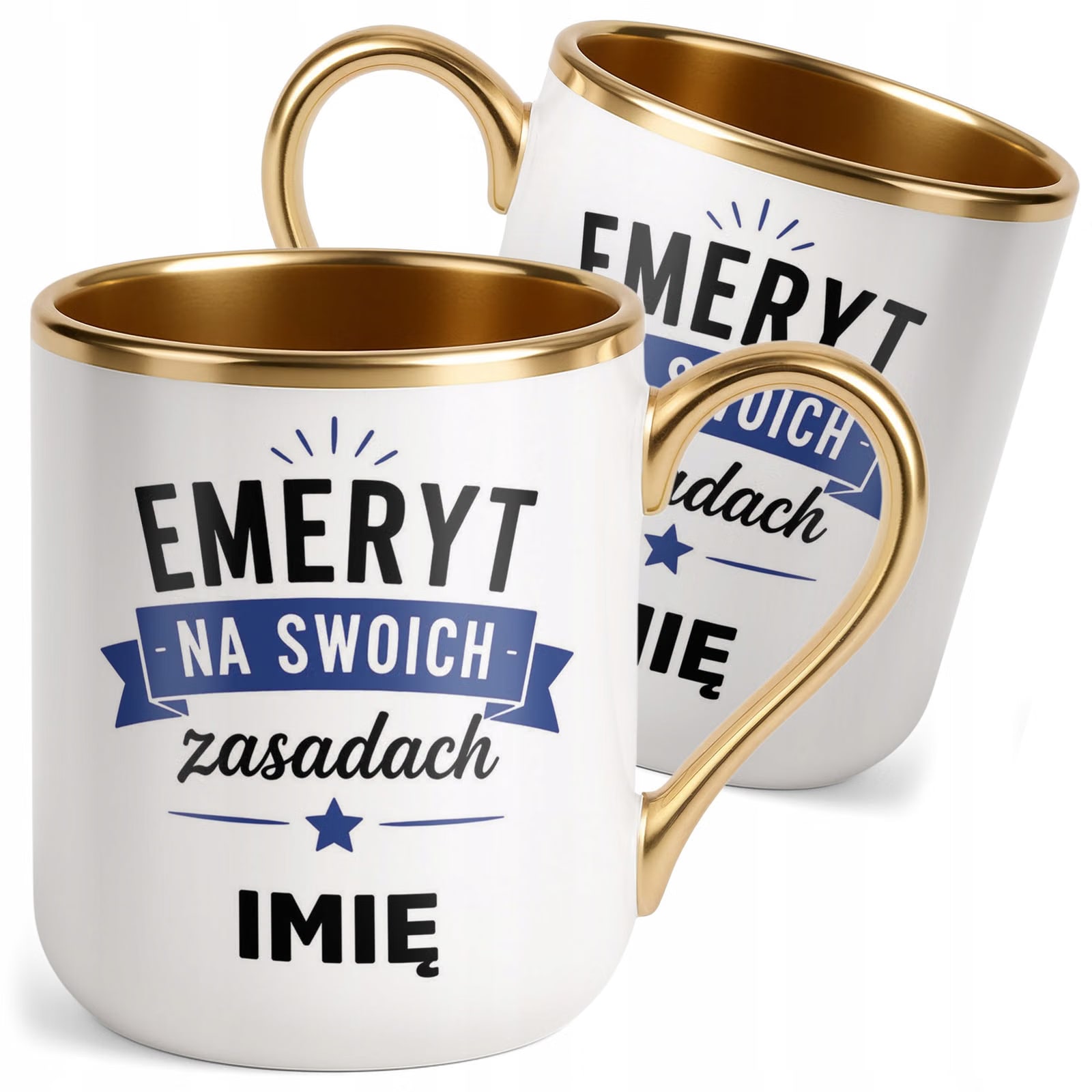 Kubek Personalizowany z nadrukiem Premium Złoty Emerytura Prezent