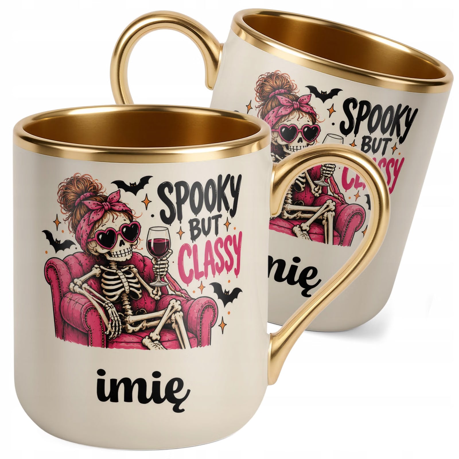 Kubek Personalizowany Premium Złoty Ecru z Nadrukiem Halloween